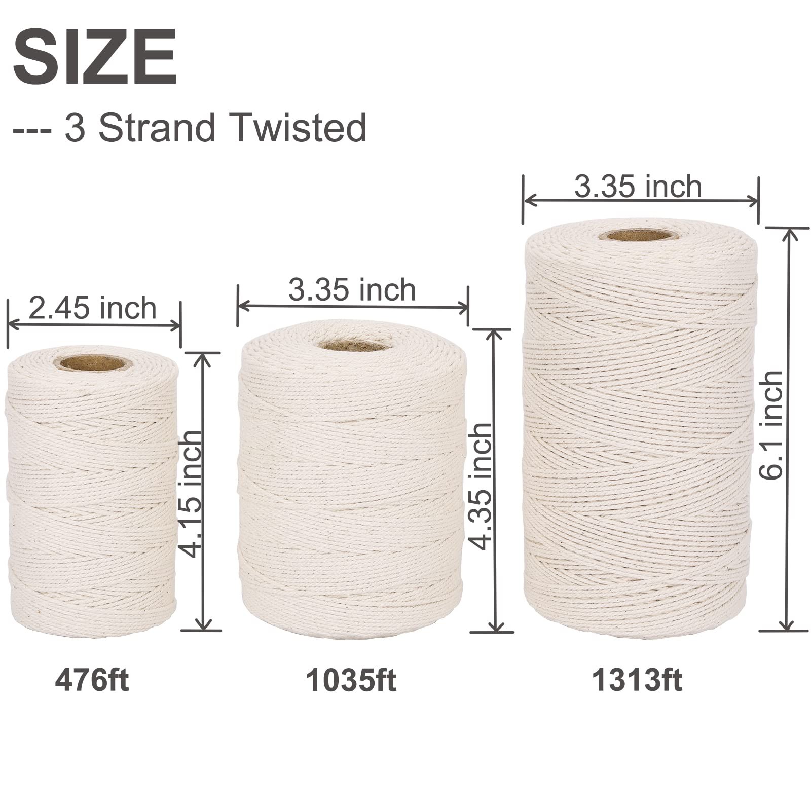 XKDOUS 1035ft Butchers Twine, 100% Cotton Food Safe Cooking Twine Kitchen  Twine String, 2mm Natural White Butcher Twine for Meat and Roasting,  Trussing Poultry, Bakes Twine & Crafting: le migliori offerte e