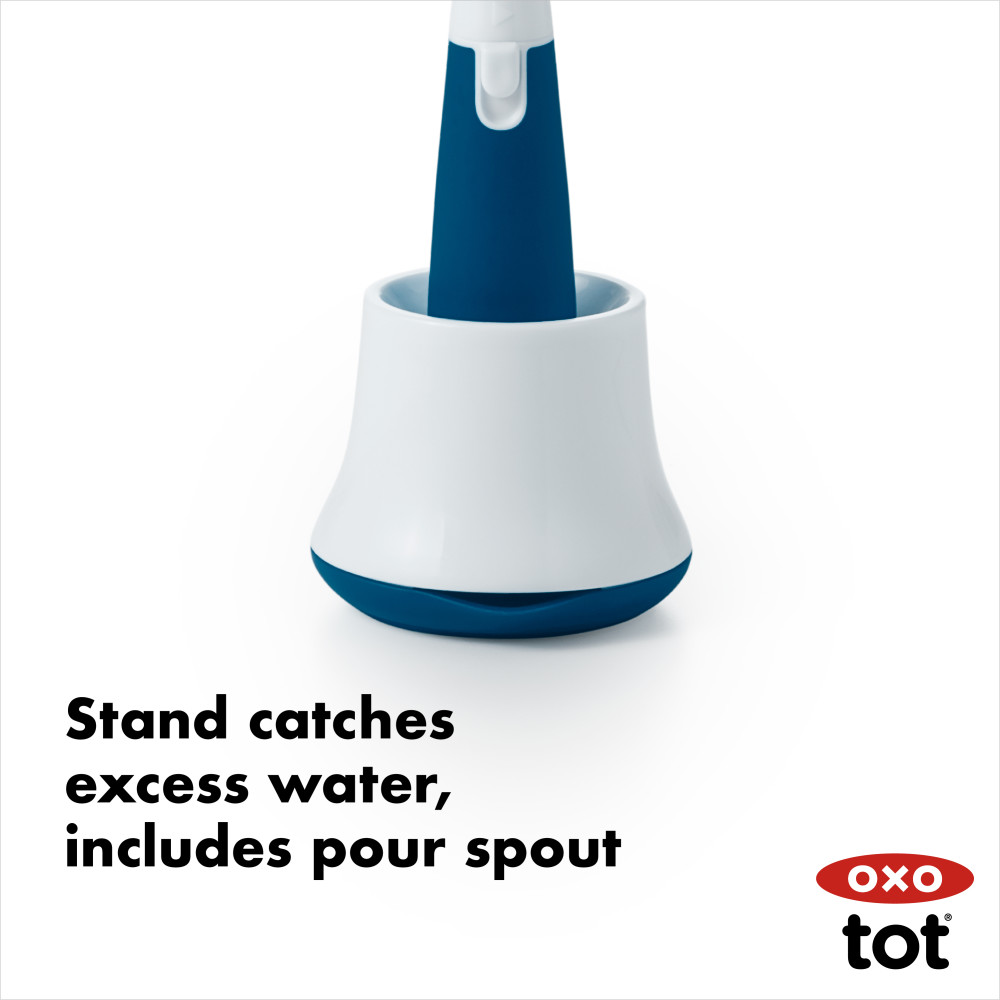 OXO Tot Bottle Brush With Bristled Cleaner & Stand, Teal Best Deals and