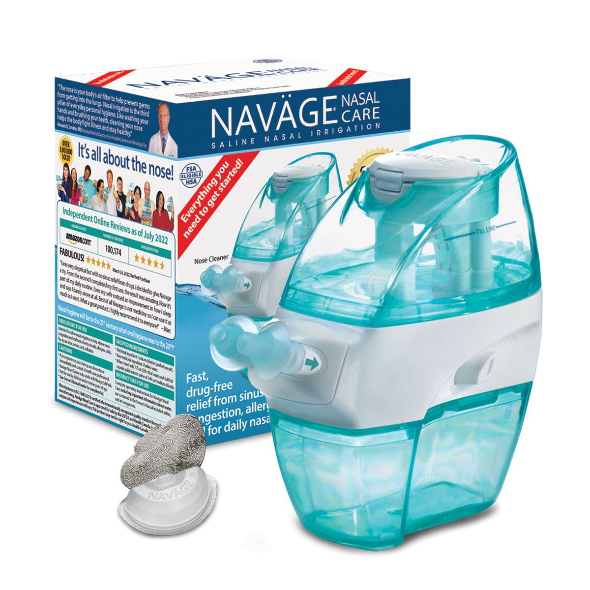 Navage Navage Nasal Care Starter Bundle: Navage Nose Cleaner and 20 SaltPod ...
