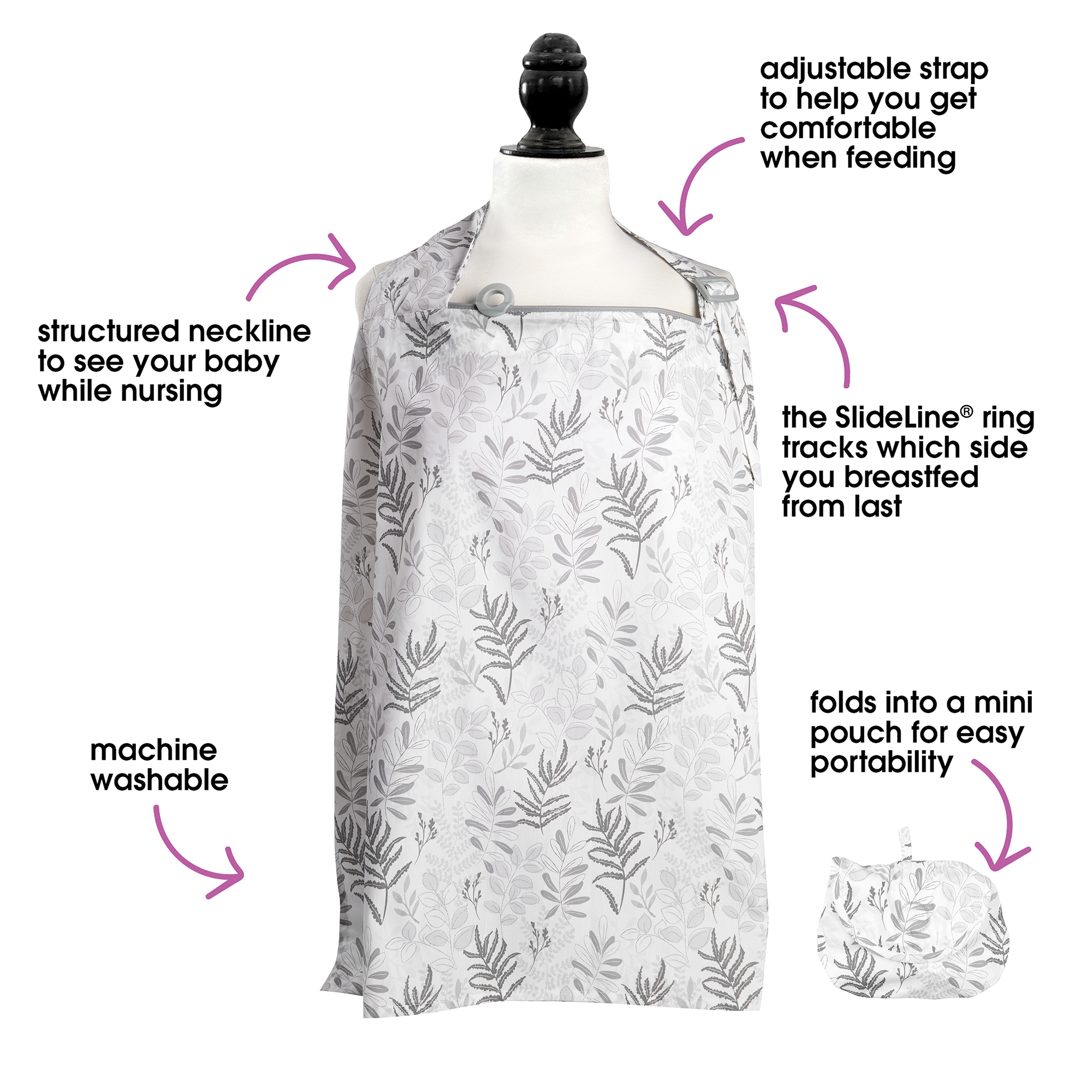 Boppy Nursing Cover for Breastfeeding, Gray Ferns, Apron Style with Storage Pocket Best Deals