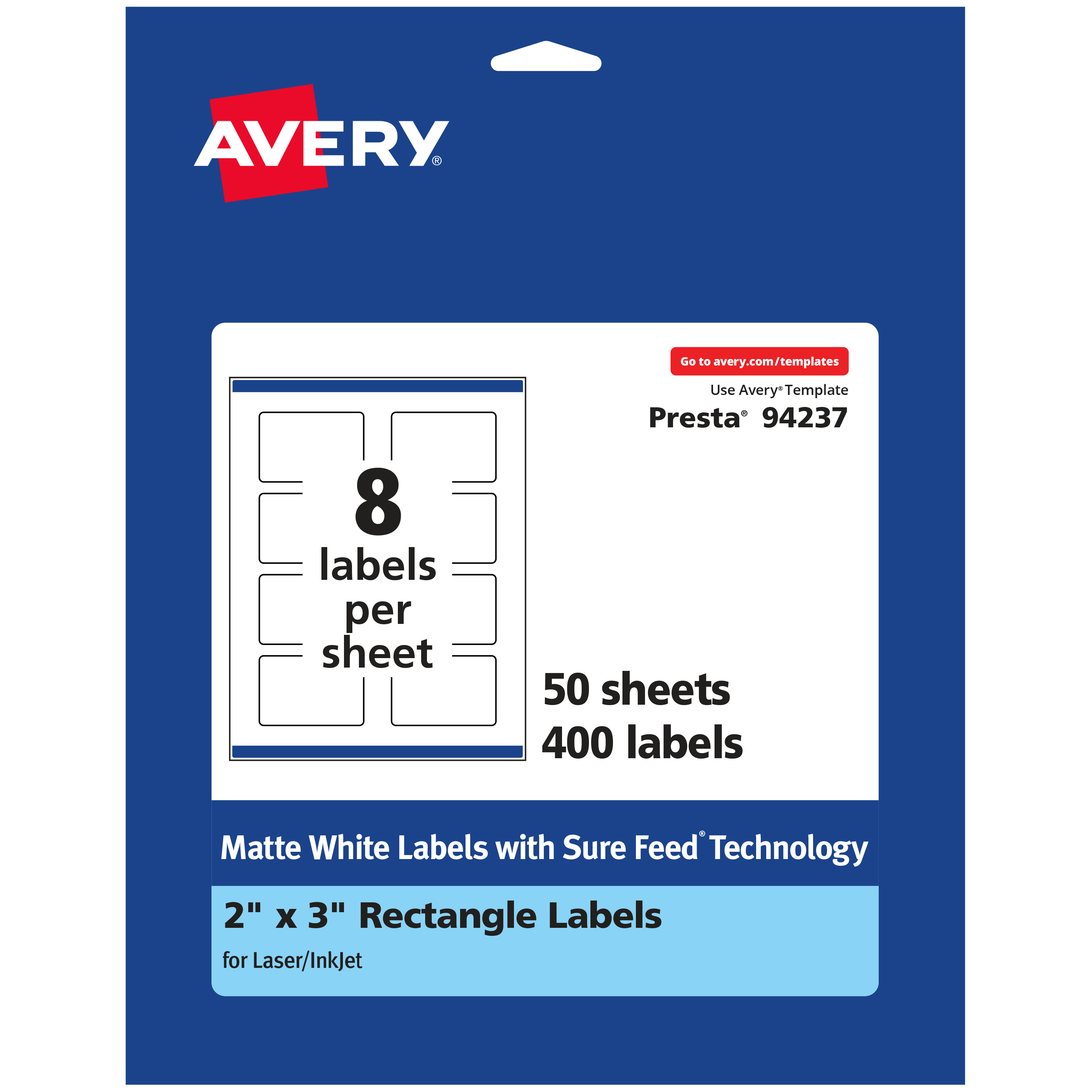 Mejores ofertas e historial de precios de Avery Matte White Rectangle Labels,  2 x 3, 400 Labels en