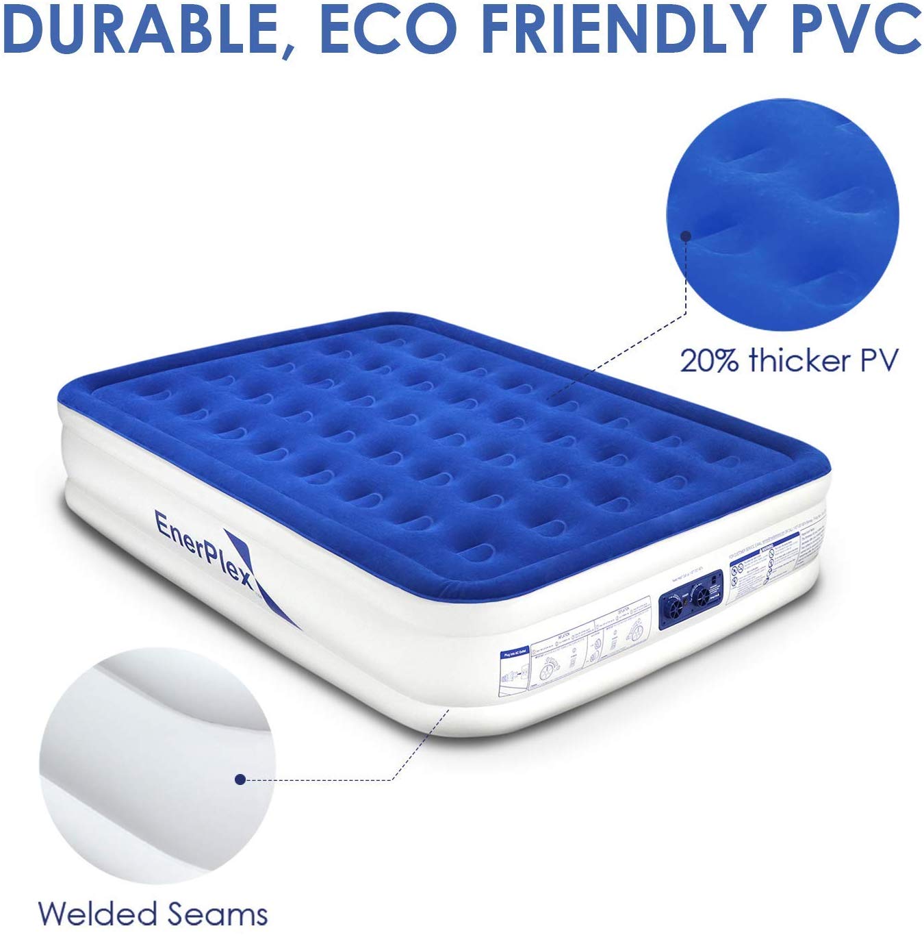 EnerPlex Luxury 16 Inch Double High Air Mattress with Built in Pump, Queen Best Deals and Price