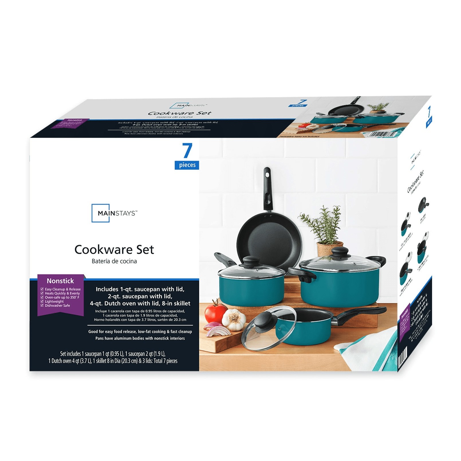 Mainstays 7-Piece Nonstick Cookware Set, Black by Mainstays