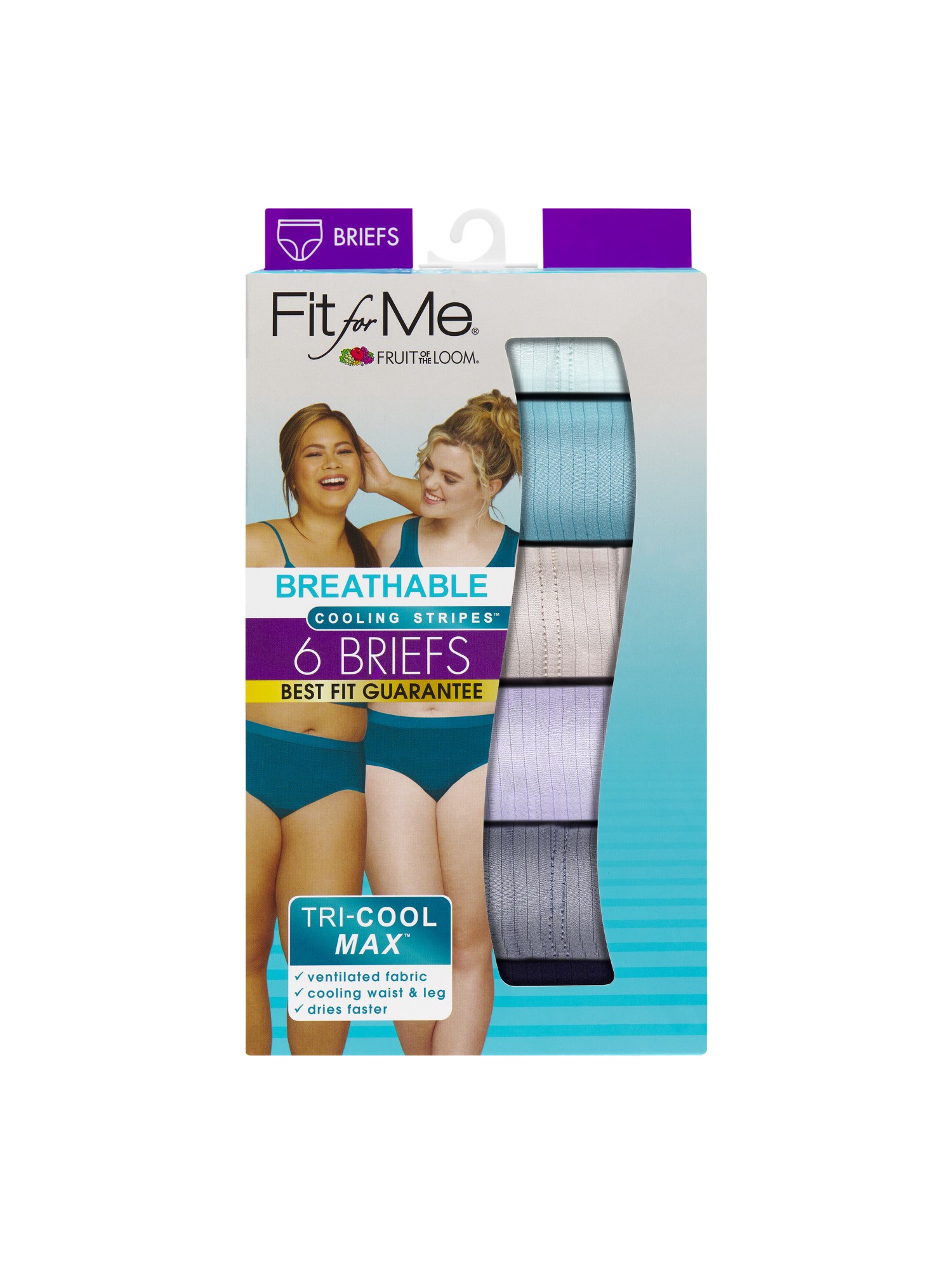 Mejores ofertas e historial de precios de Fit for Me by Fruit of the Loom Women's  Plus Size Breathable Cooling Stripes Brief Underwear, 6 Pack en