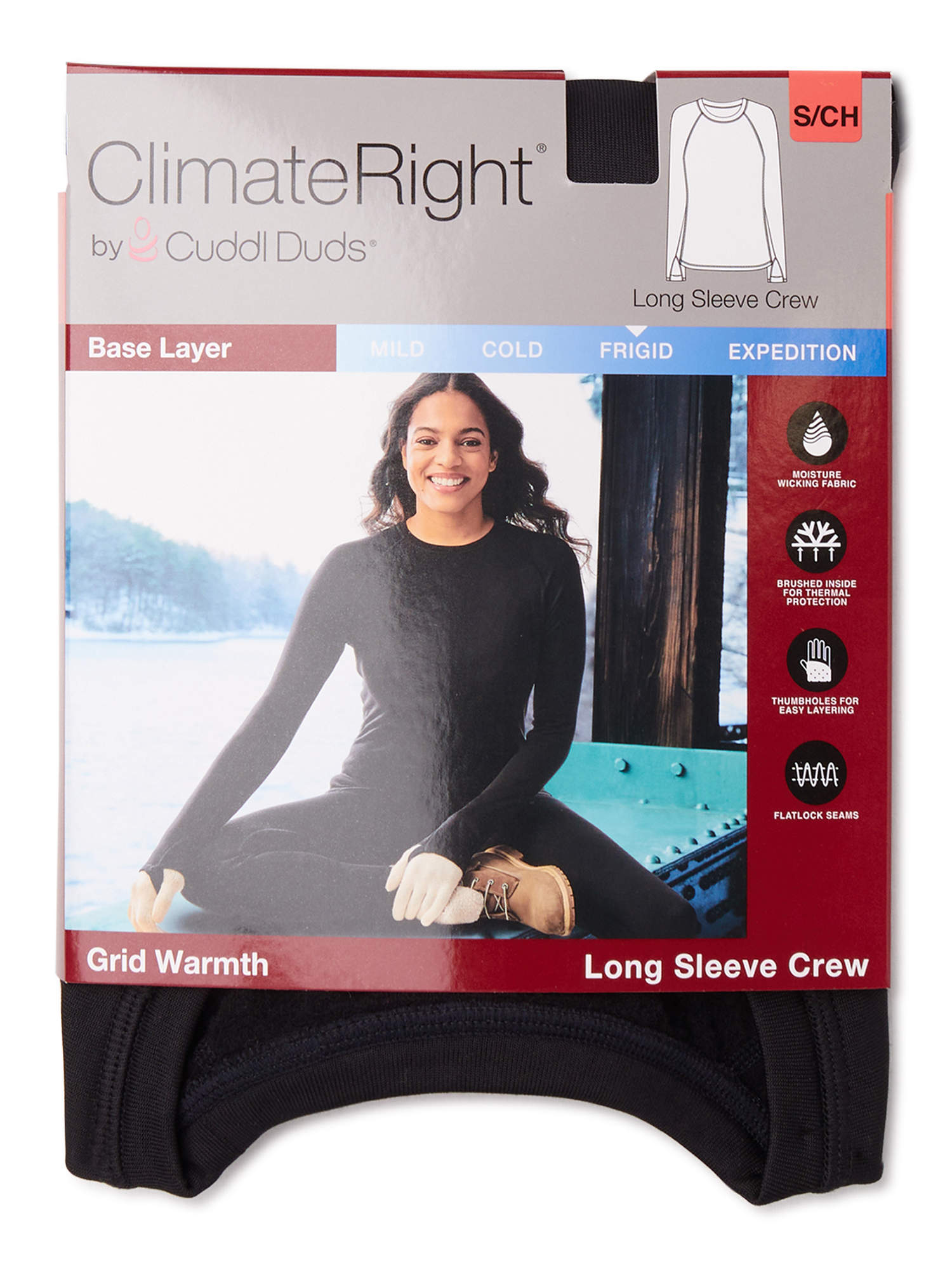 ClimateRight by Cuddl Duds Women's Thermal Guard Base Layer Crew Neck Top