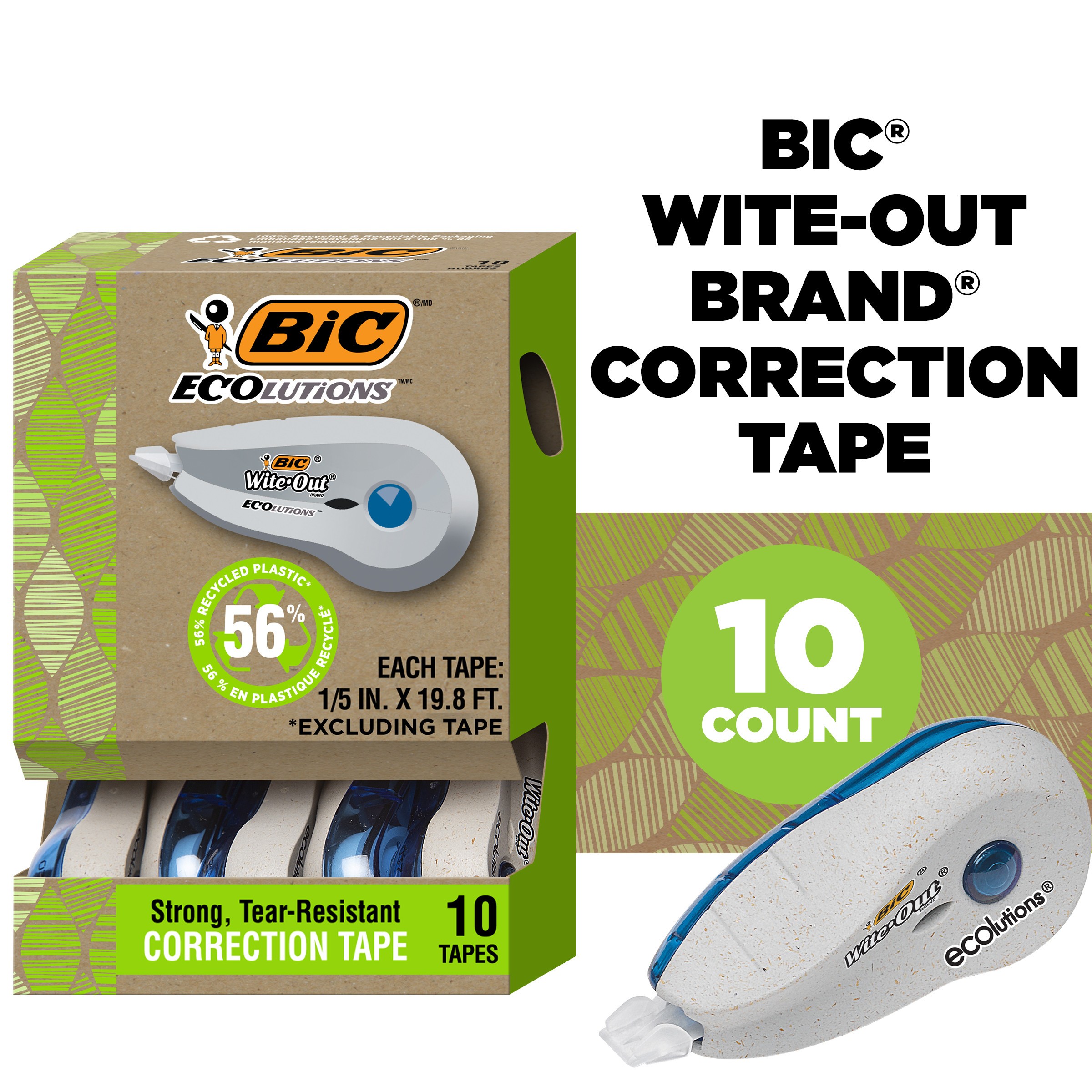 BIC Wite-Out Brand Mini Correction Tape, White, 3 Count