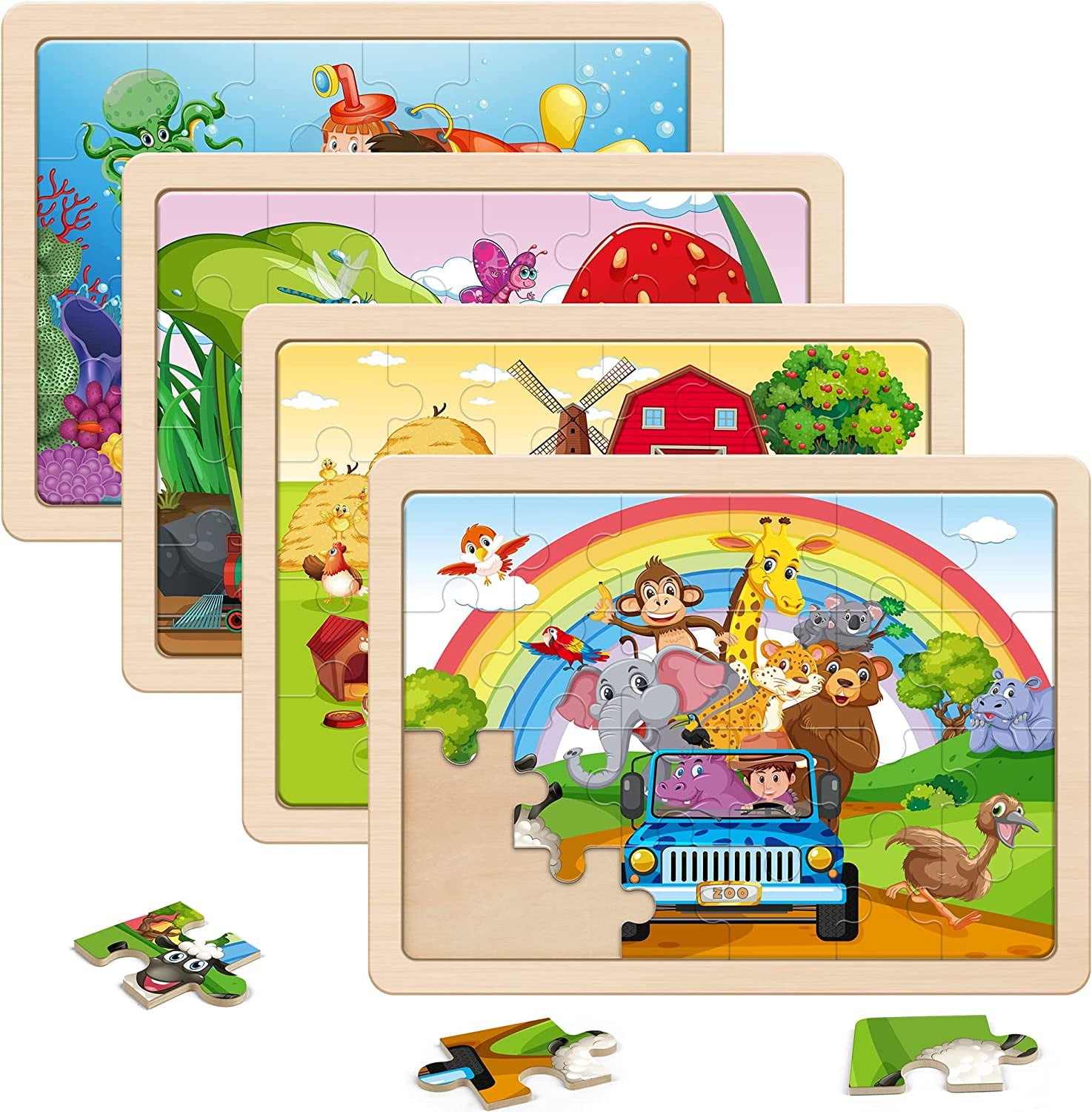 Wooden Jigsaw Puzzles Set for Kids Age 3-5 Year Old Animals Preschool  Puzzles for Toddler Children Learning Educational Puzzles Toys for Boy and  Girl 