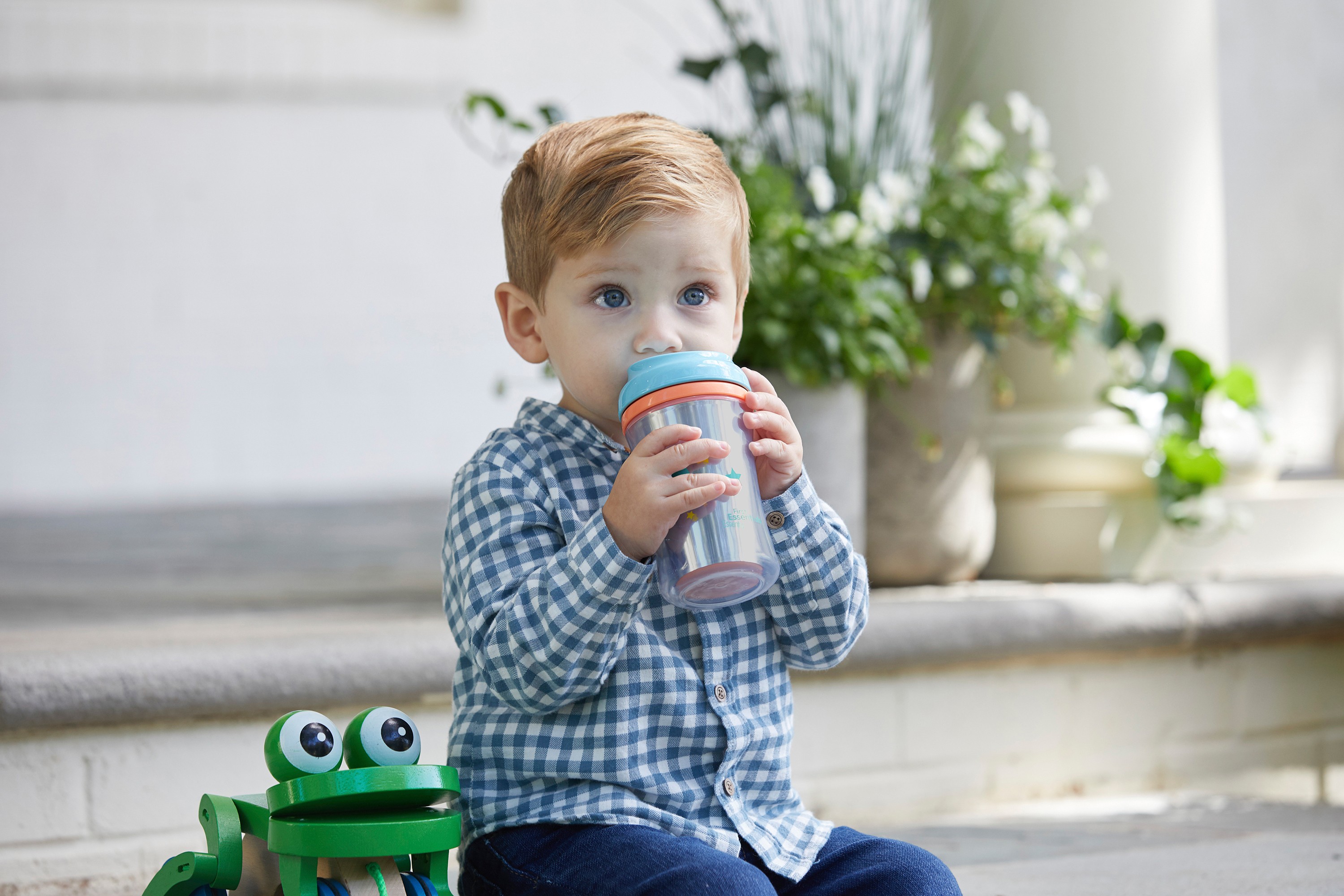 The First Years GreenGrown Reusable Spill-Proof Sippy Toddler Cups - Blue -  3pk/10oz