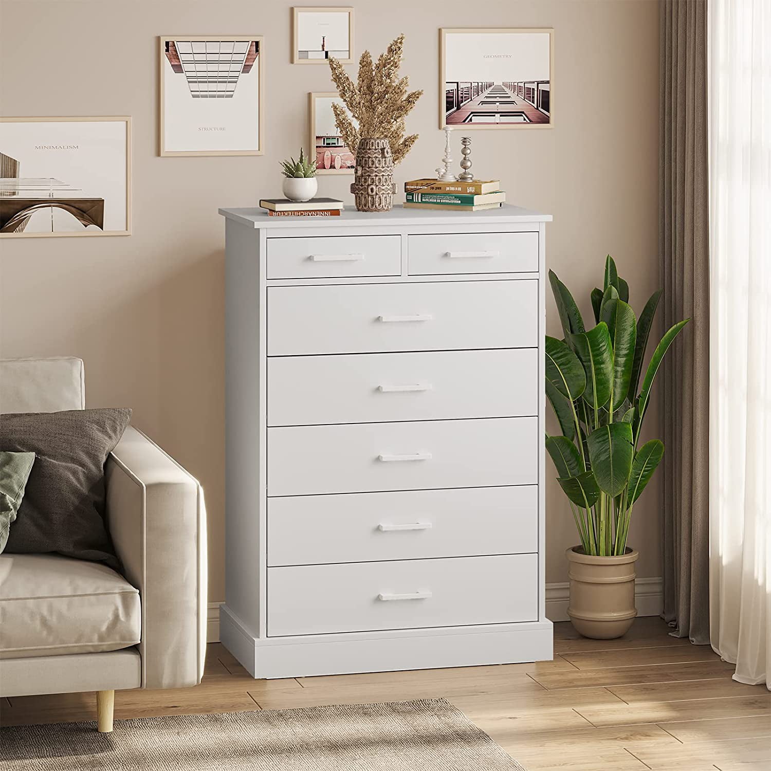 Yitahome  5 Drawer Dresser Storage Tower Light Gray