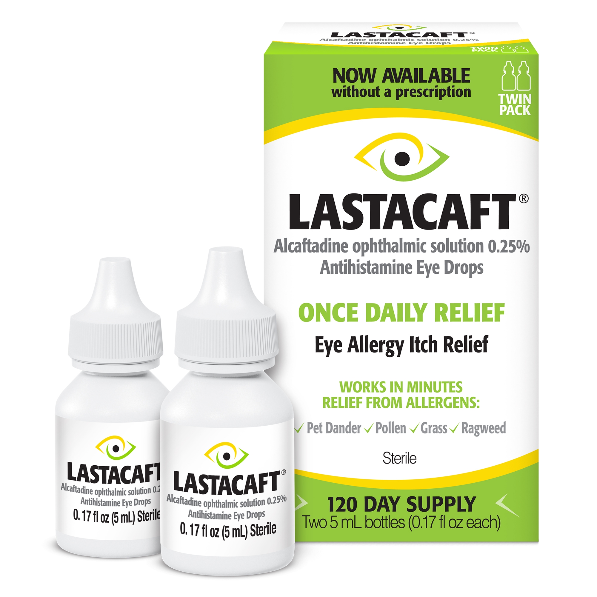 Lastacaft Once Daily Eye Allergy Itch Relief Drops, 2 Count, 2x5 mL