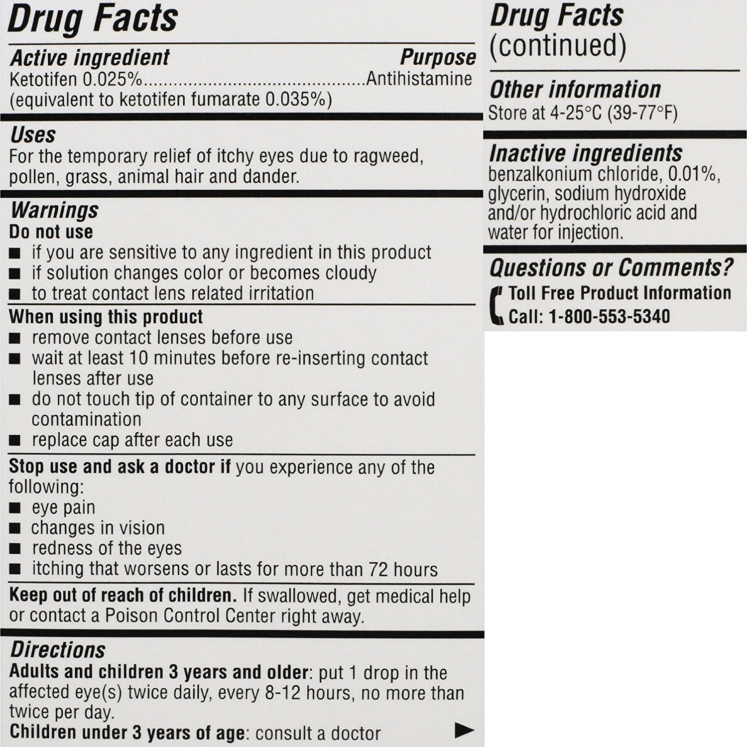 Alaway® Antihistamine Eye Drops(Ketotifen Fumarate Ophthalmic Solution