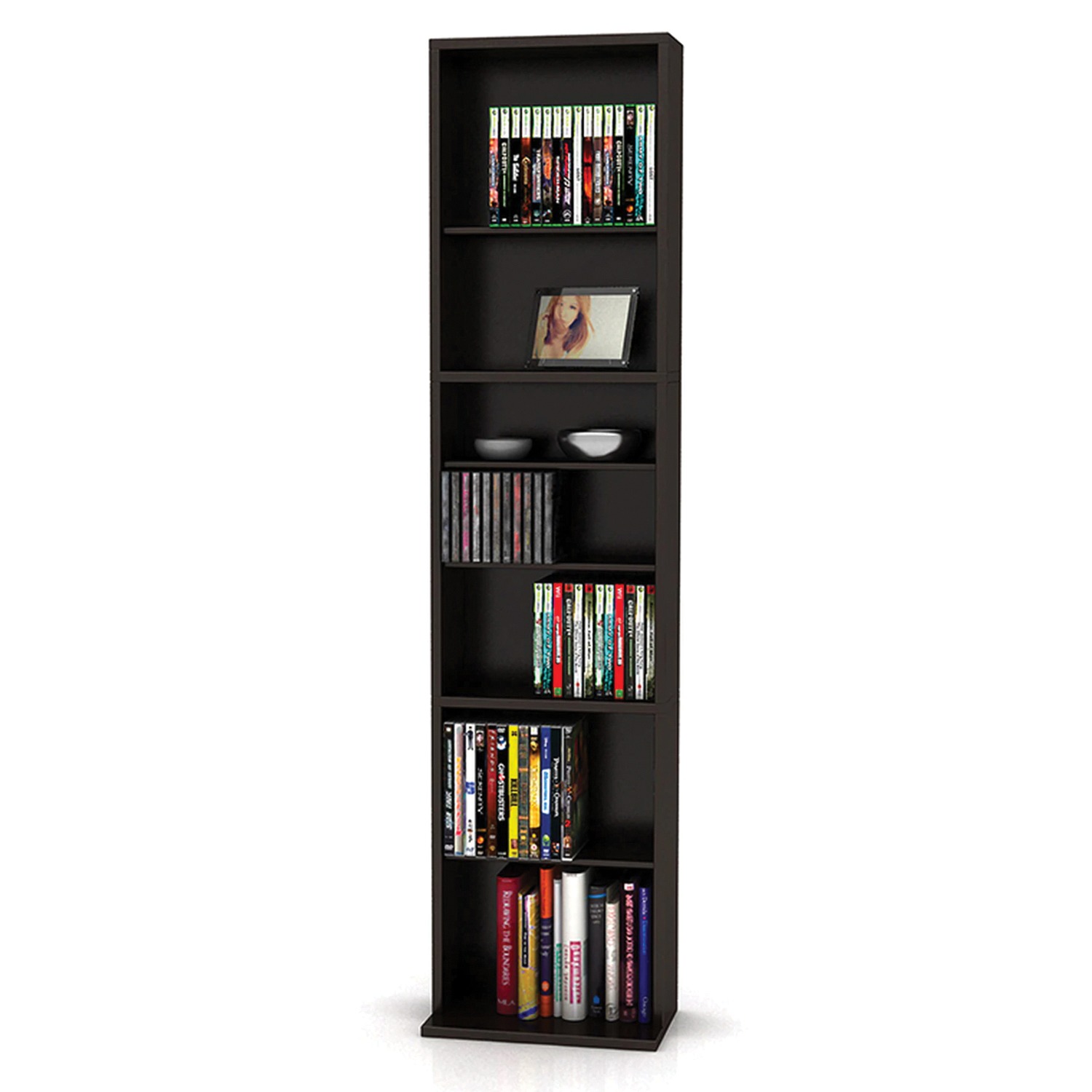Atlantic 54" x 13" Summit Adjustable Wood Media Storage Shelf Bookcase