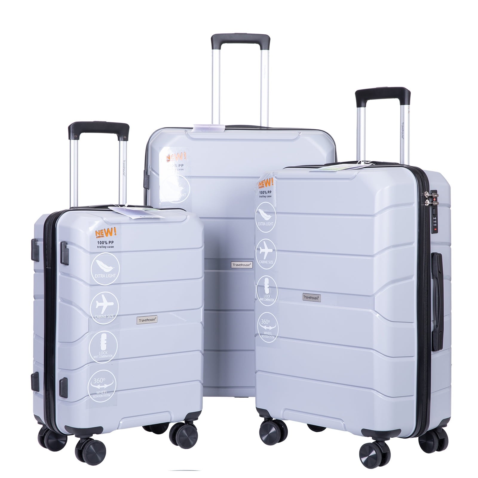 Aoibox 3-Piece Blue Lightweight Hardshell Spinner Luggage Set, (20