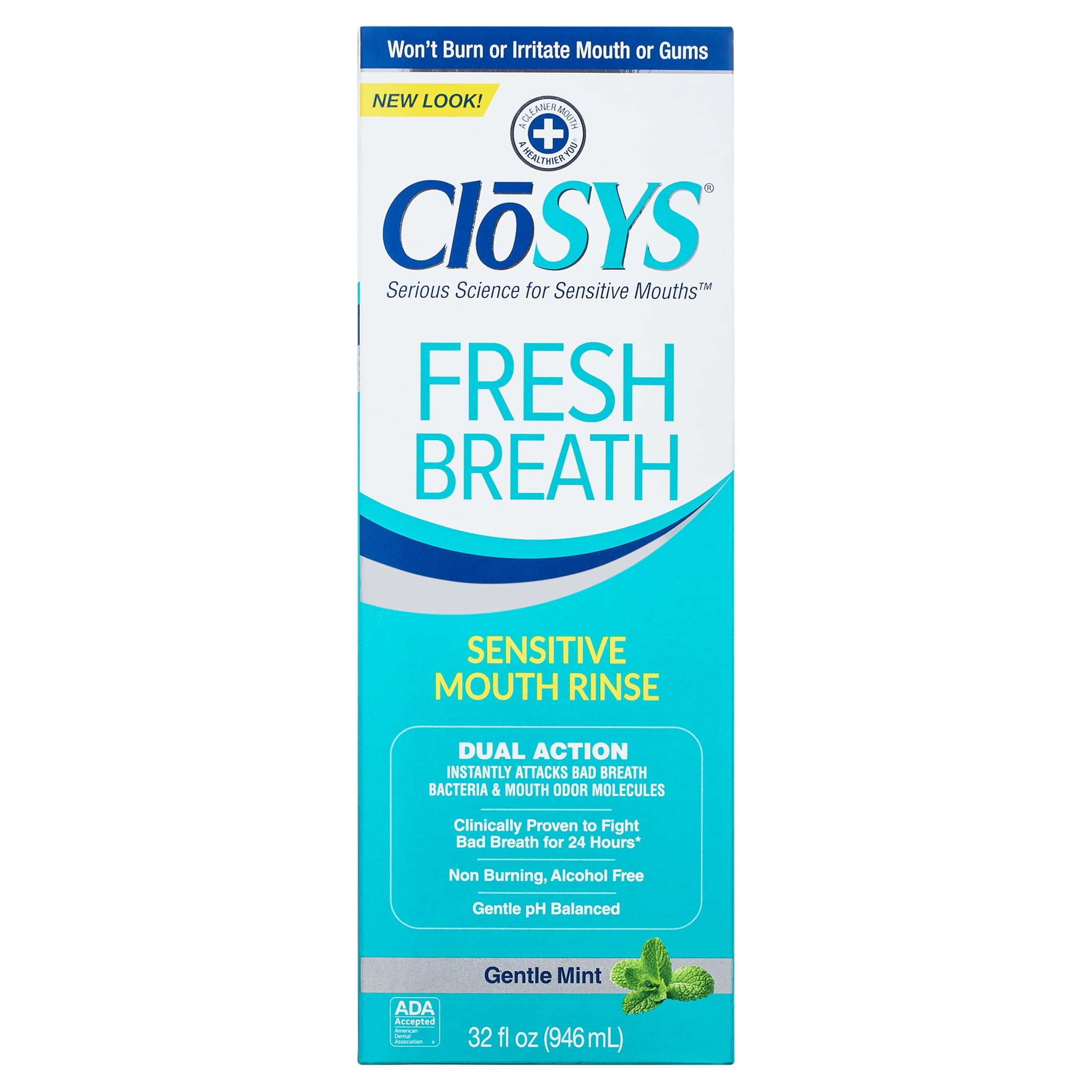 CloSYS Sensitive Mouthwash Gentle Mint, Alcohol Free, Dye Free, pH
