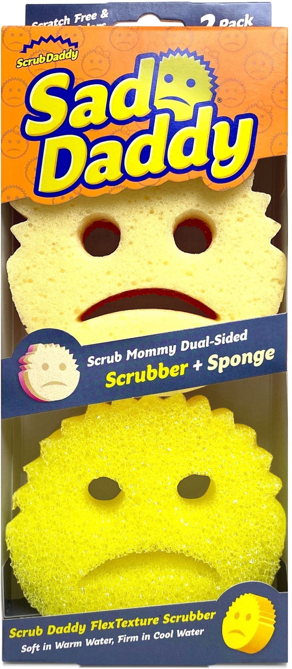 Scrub Daddy Original Scratch Free FlexTexture Scrubbing Sponge, Yellow 1  Count (Pack of 1) Original (Yellow)