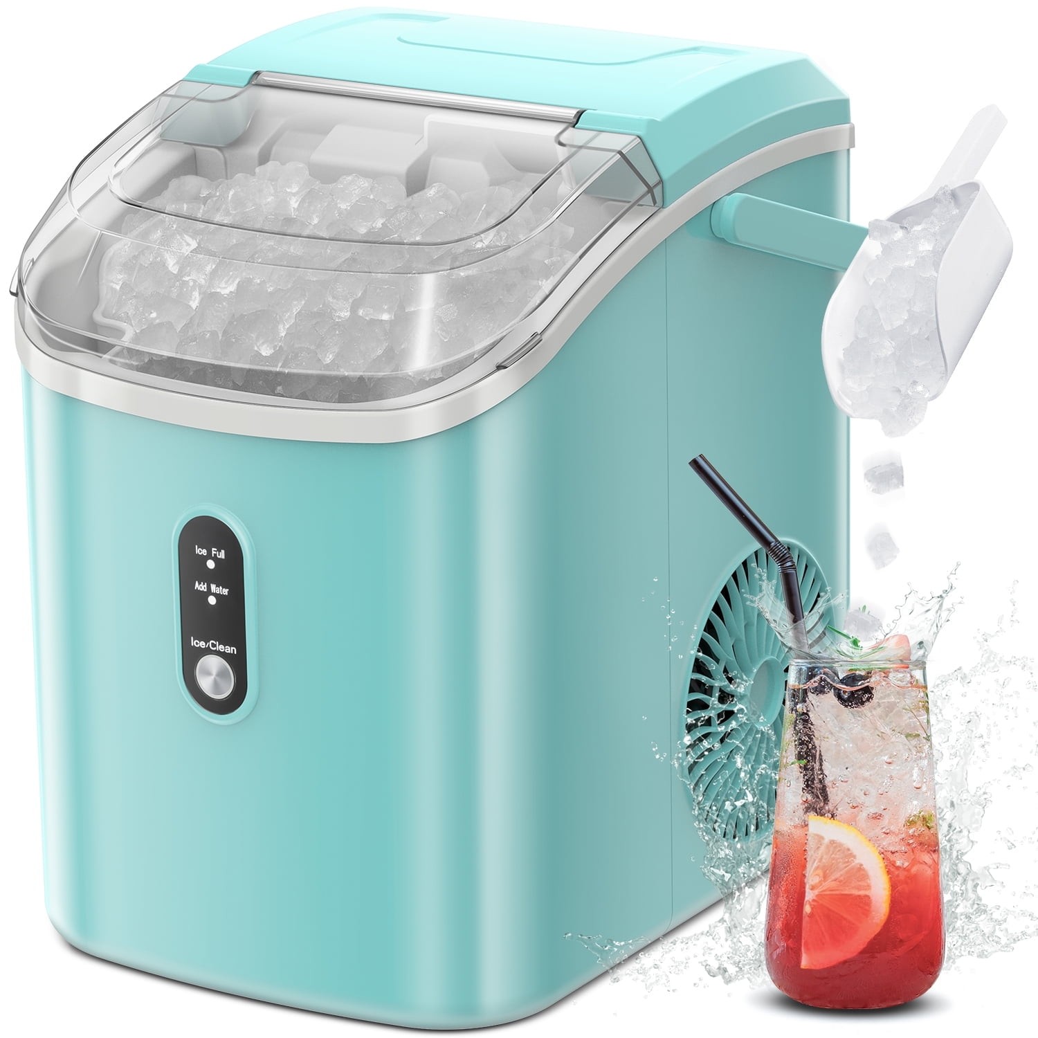 Mejores ofertas e historial de precios de Auseo Nugget Ice Maker Countertop  with Soft Chewable Pellet Ice, 34lbs/24H, Self-Cleaning, Sonic Ice Machine  for Kitchen/Office/Party-RED en