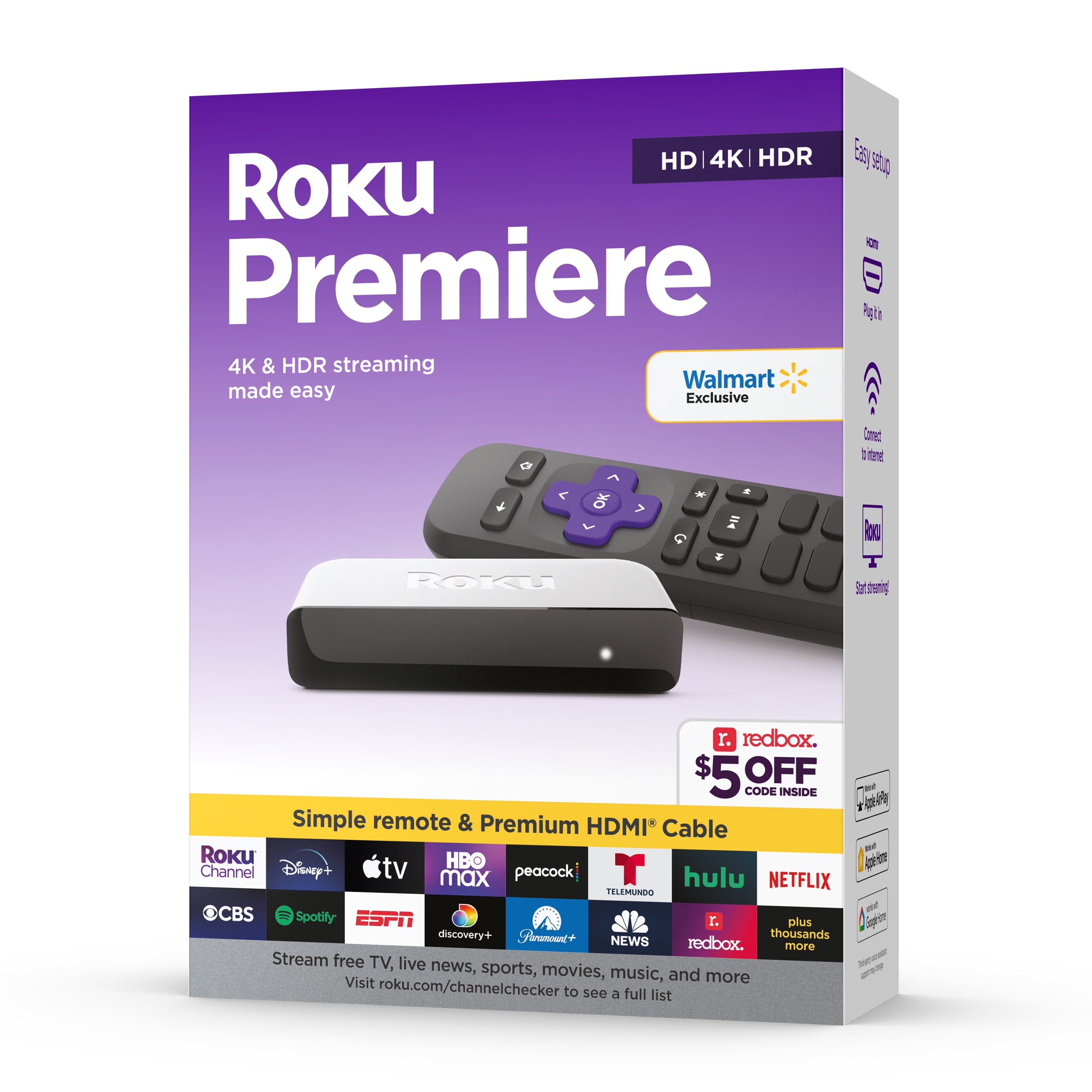 Roku Premiere | 4K/HDR Streaming Media Player Wi-Fi® Enabled with ...