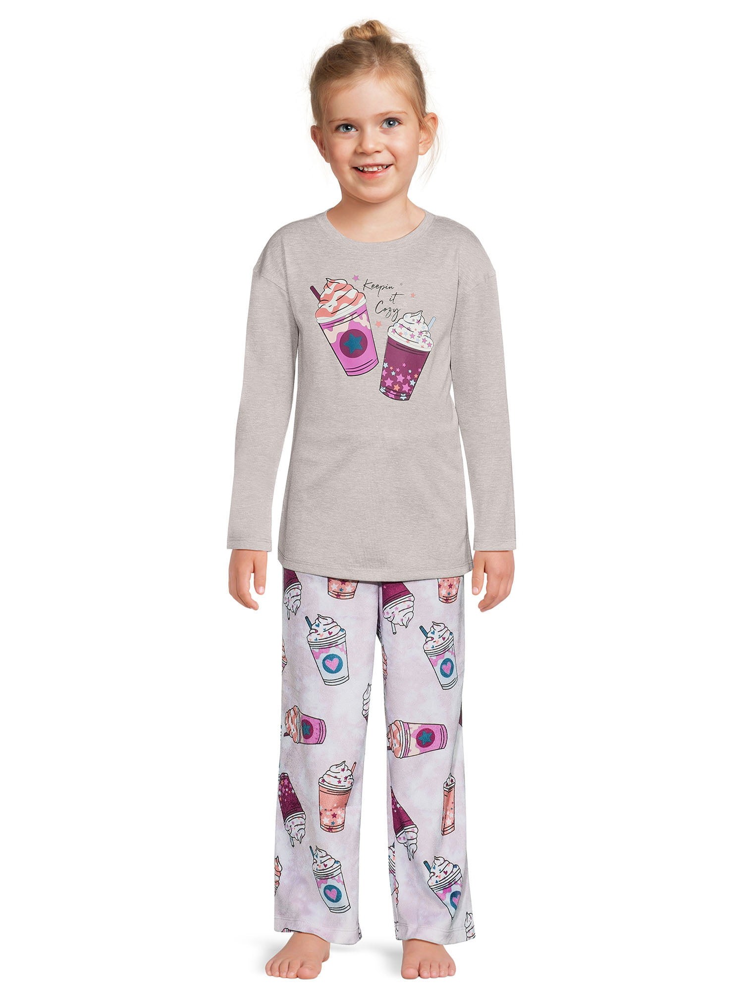 LAVRA Girl’s Cotton Thermal Sets | Fleece Lined Insulated Long John Pajama  & Underwear for Girls | 2 Piece Waffle Knit Thermal Top and Botton Set