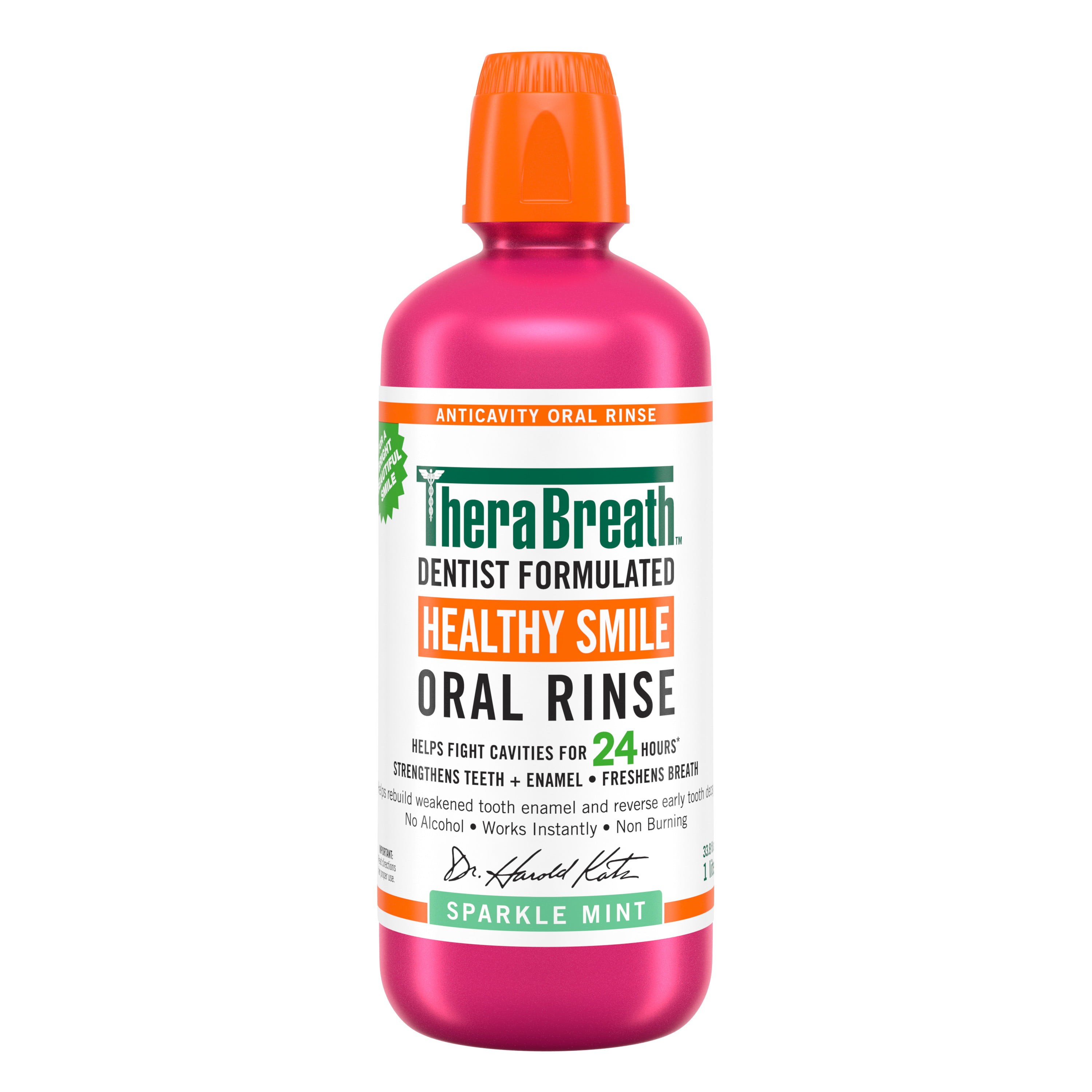 TheraBreath Healthy Smile Fluoride Mouthwash, Sparkle Mint, Anticavity ...