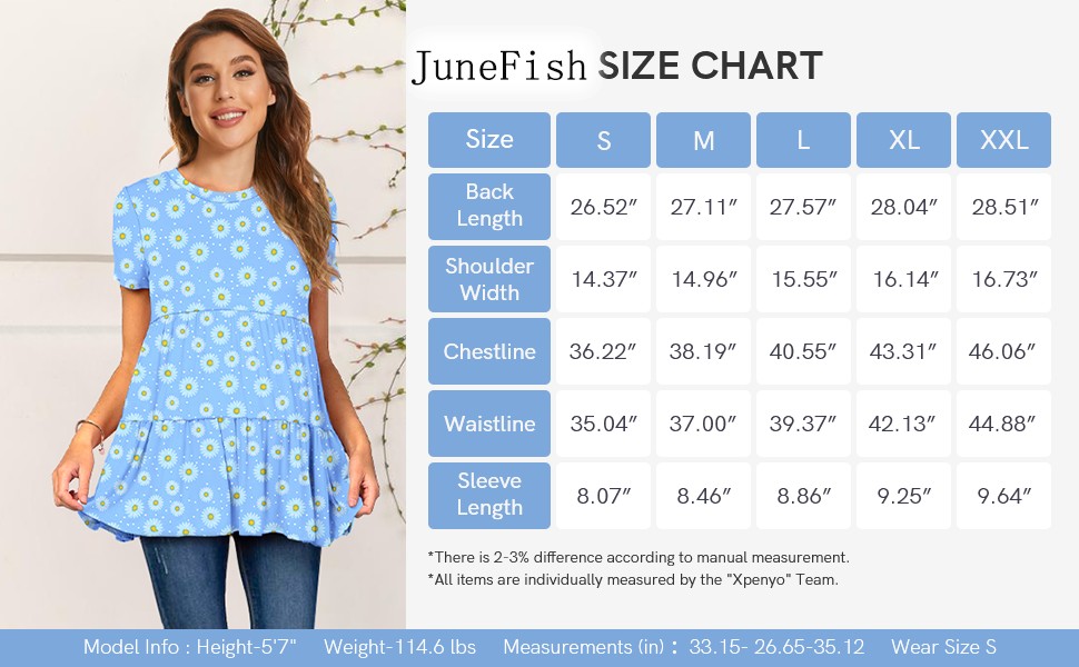JuneFish Women's Maternity Short Sleeve Tiered Basic Casual Pregnancy Top 