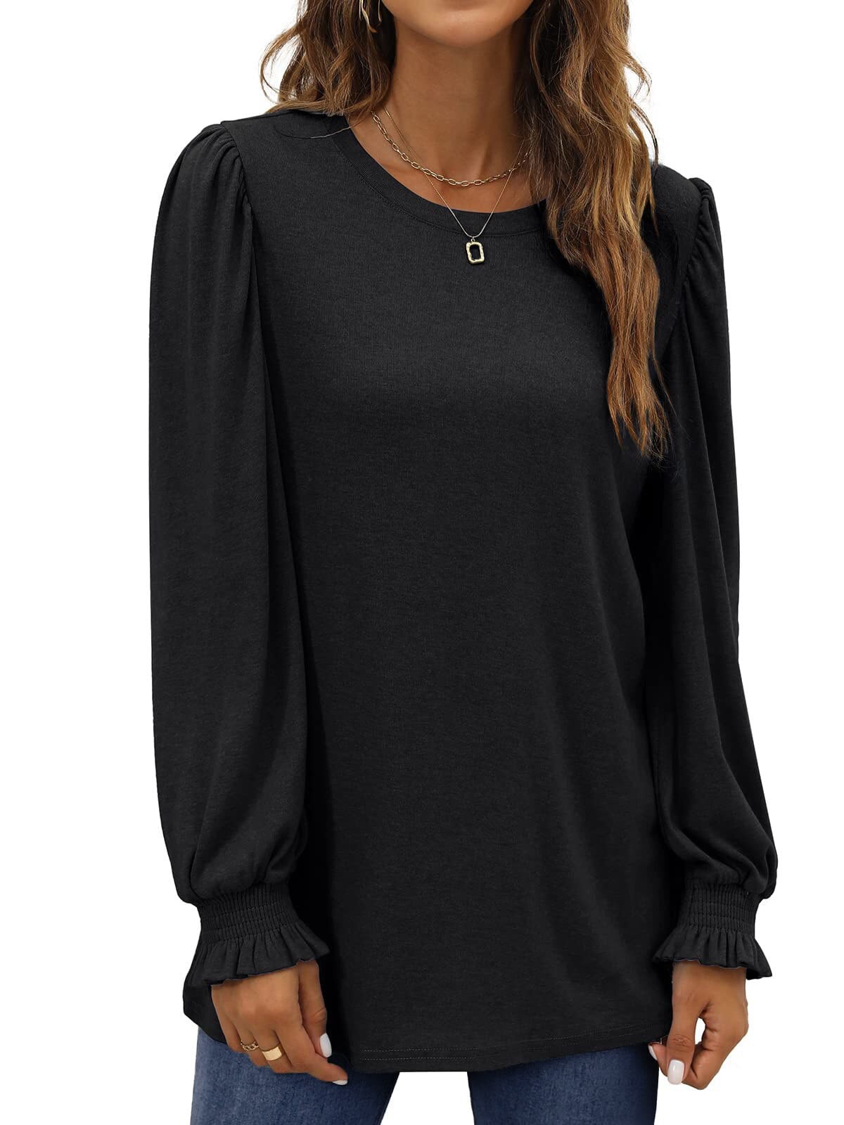 Mejores ofertas e historial de precios de Fantaslook Blouses for Women  Dressy Puff Sleeve Tunic Tops Casual Fall Shirts en