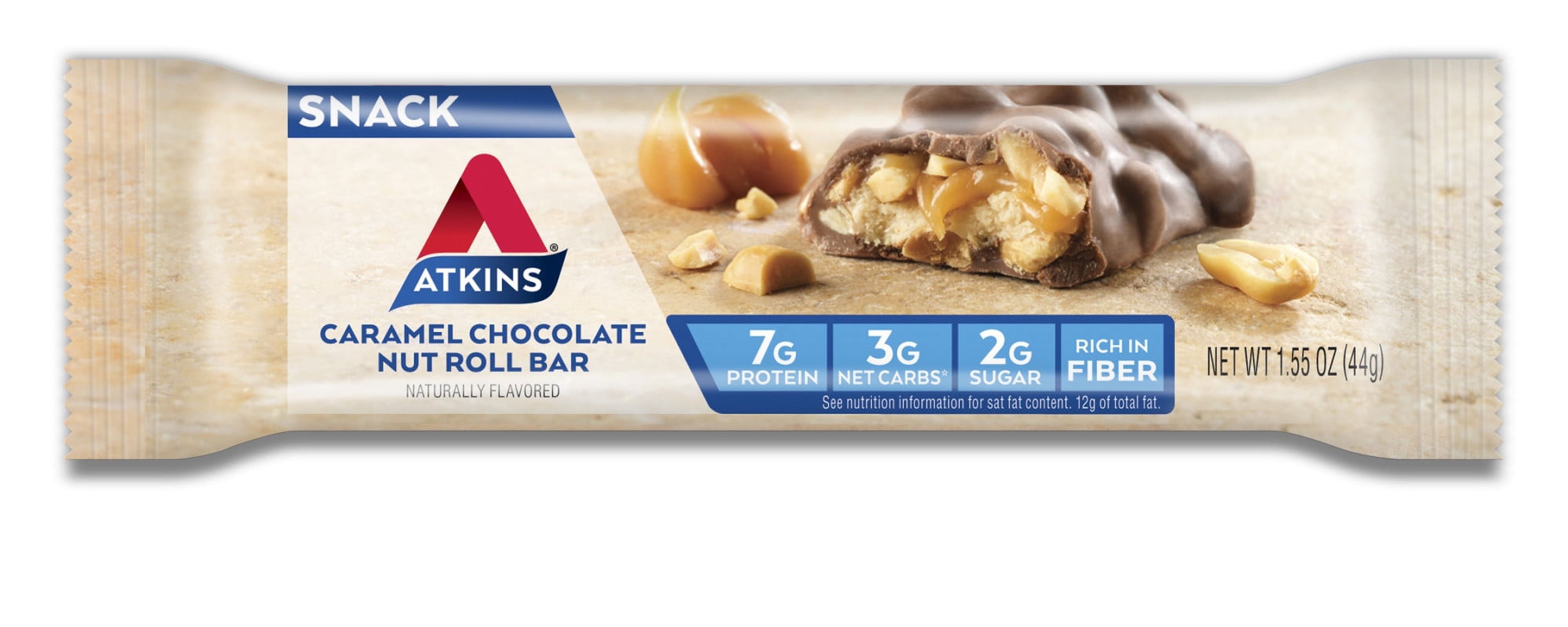 Atkins Snack Bar, Caramel Chocolate Nut Roll Bar, Keto Friendly, 5