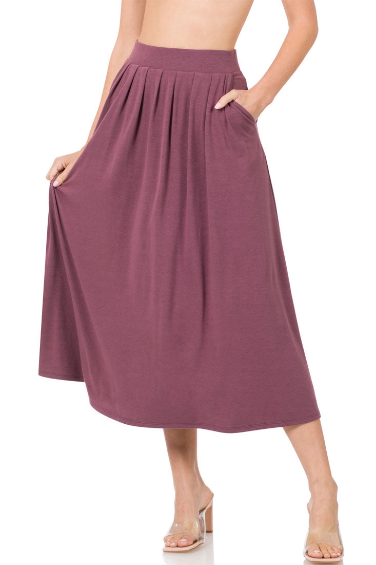 Mejores ofertas e historial de precios de Niobe Clothing Womens Mid Calf  Pleated Midi Swing Skirt High Waist A-Line en