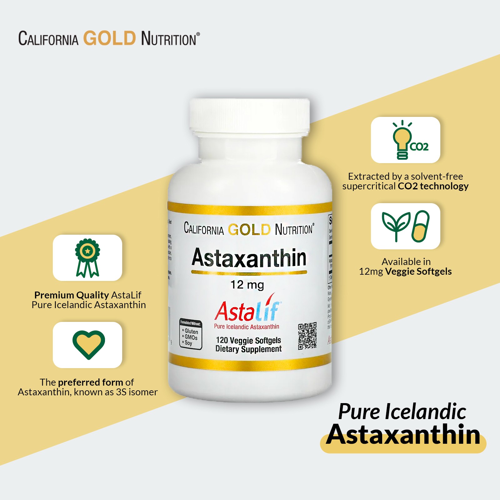 Astaxanthin By California Gold Nutrition Featuring Astalif® Pure Icelandic Astaxanthin 