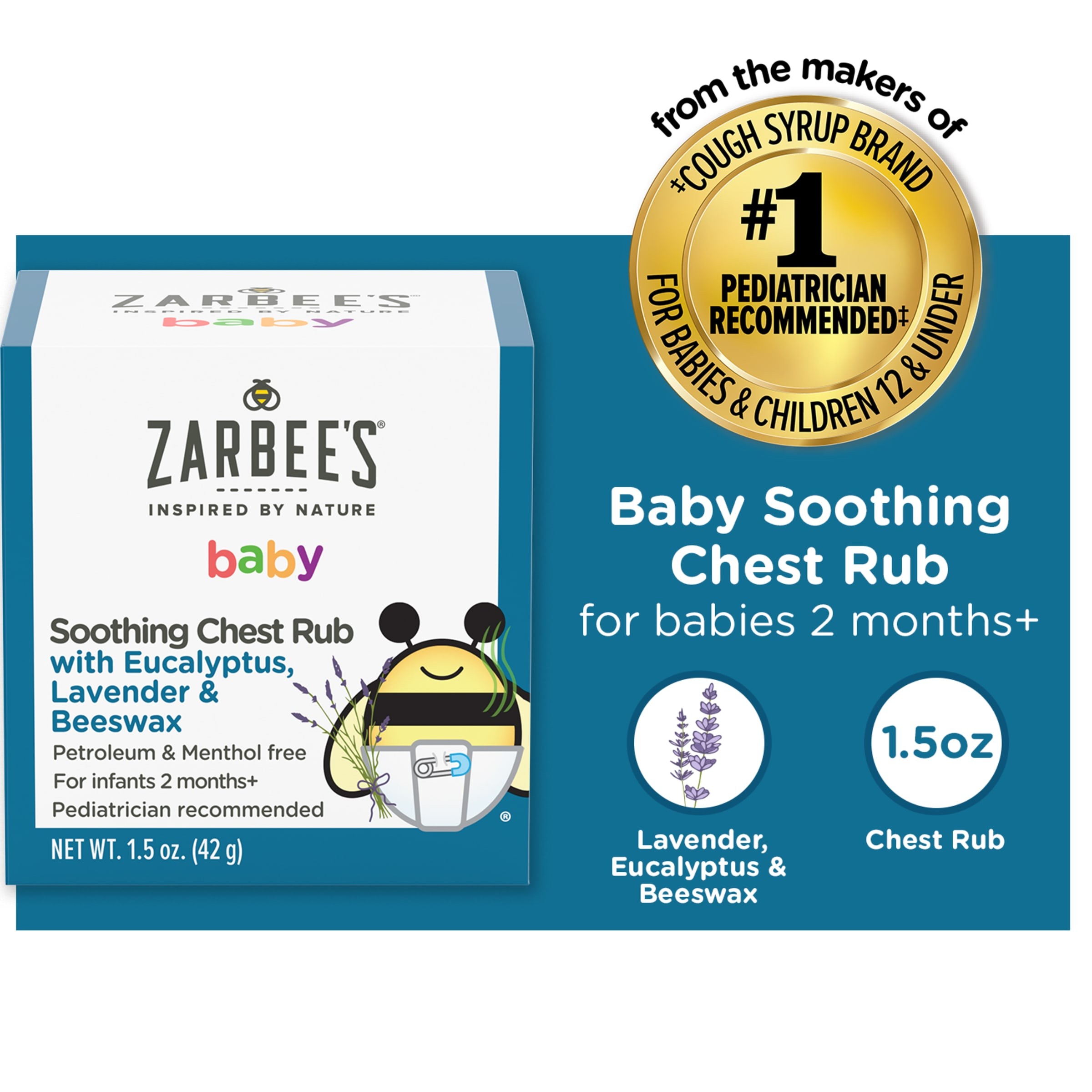 Zarbee's Baby Soothing Chest Rub Topical, Eucalyptus, Lavender