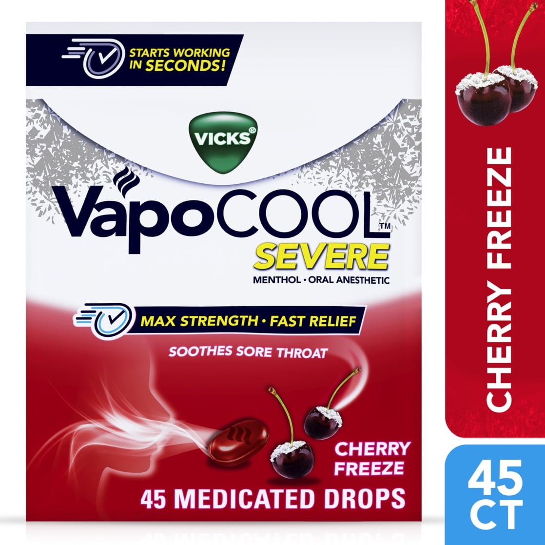 Vcold Drops Vicks Vapo Cool Severe Menthol Drops, Cold Medicine for Sore Throat ...
