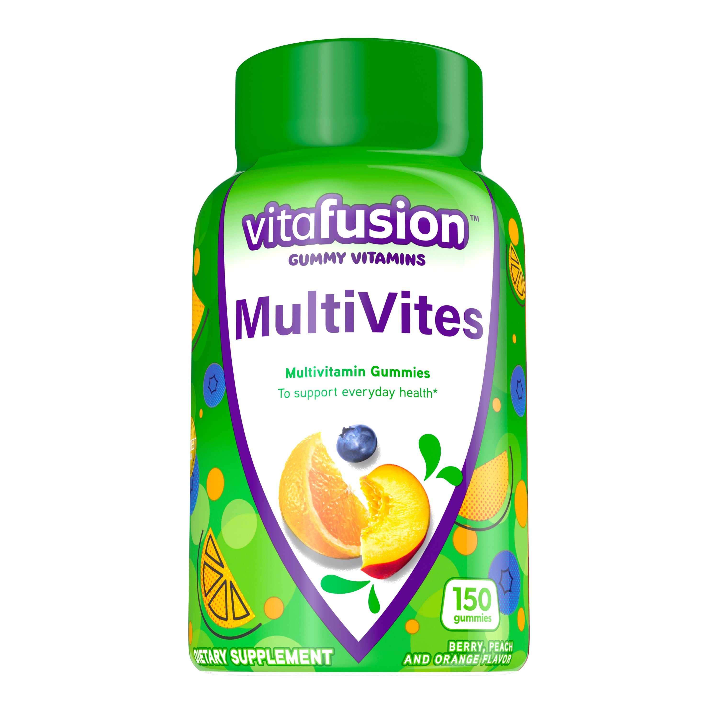 Vitafusion MultiVites Gummy Multivitamins For Adults, Berry, Peach And ...