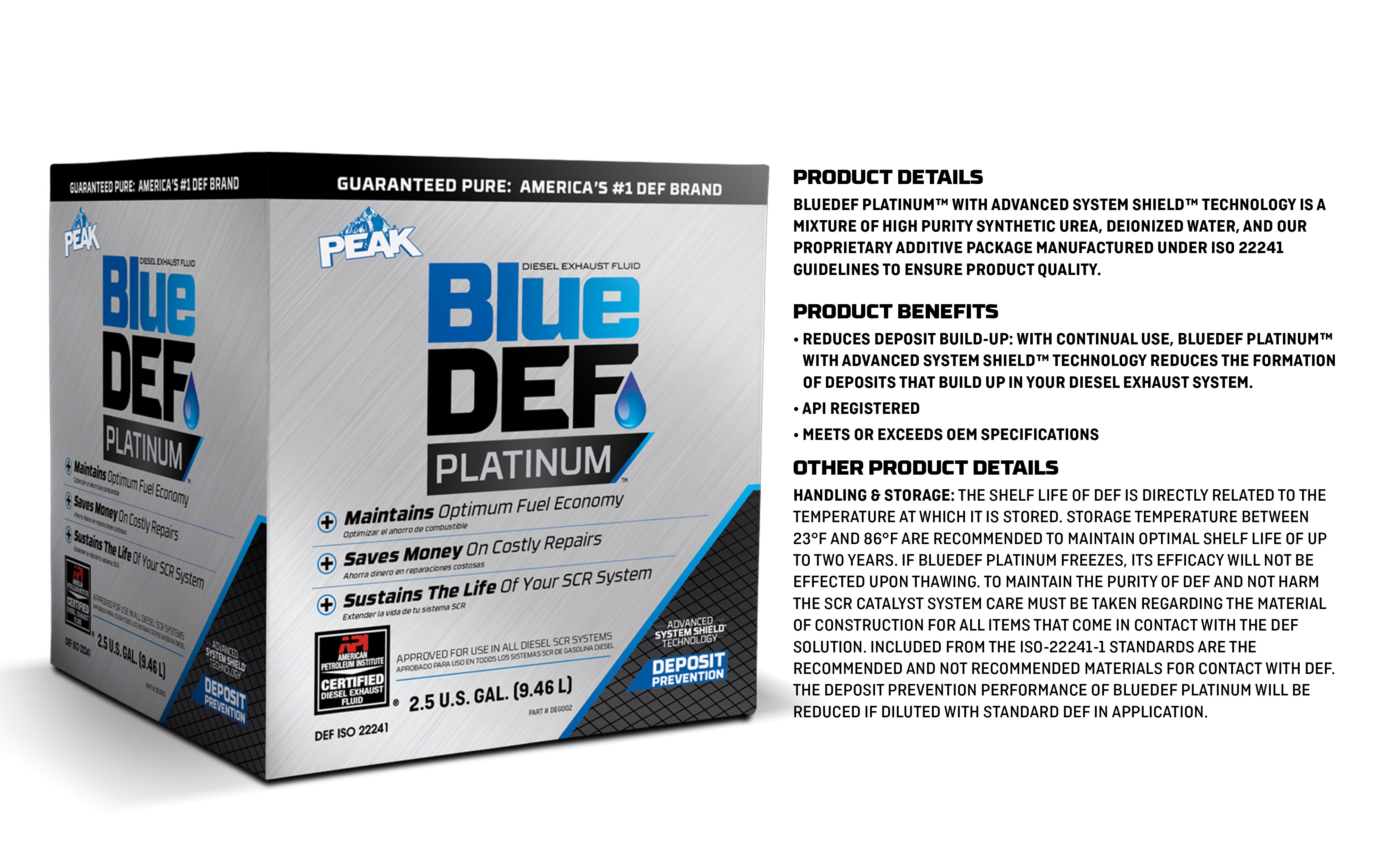 BlueDEF PLATINUM Diesel Exhaust Fluid 2.5 Gal Box - for Diesel Vehicles ...