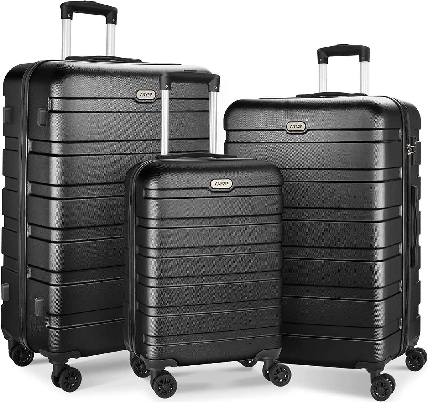 Travelhouse 3 Piece Luggage Set Hardshell Lightweight Suitcase with TSA  Lock Spinner Wheels 20in24in28in.(Black)