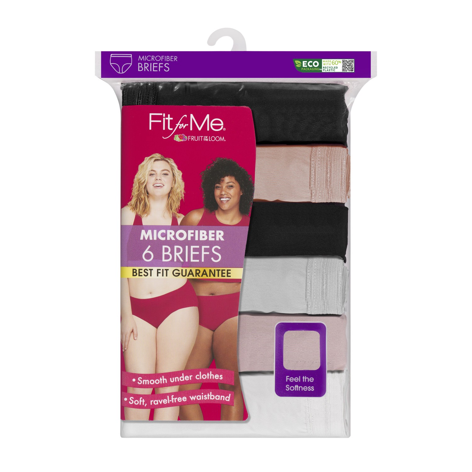 Fit for Me by Fruit of the Loom Women's Plus Size Beyondsoft Brief Underwear,  6 Pack 