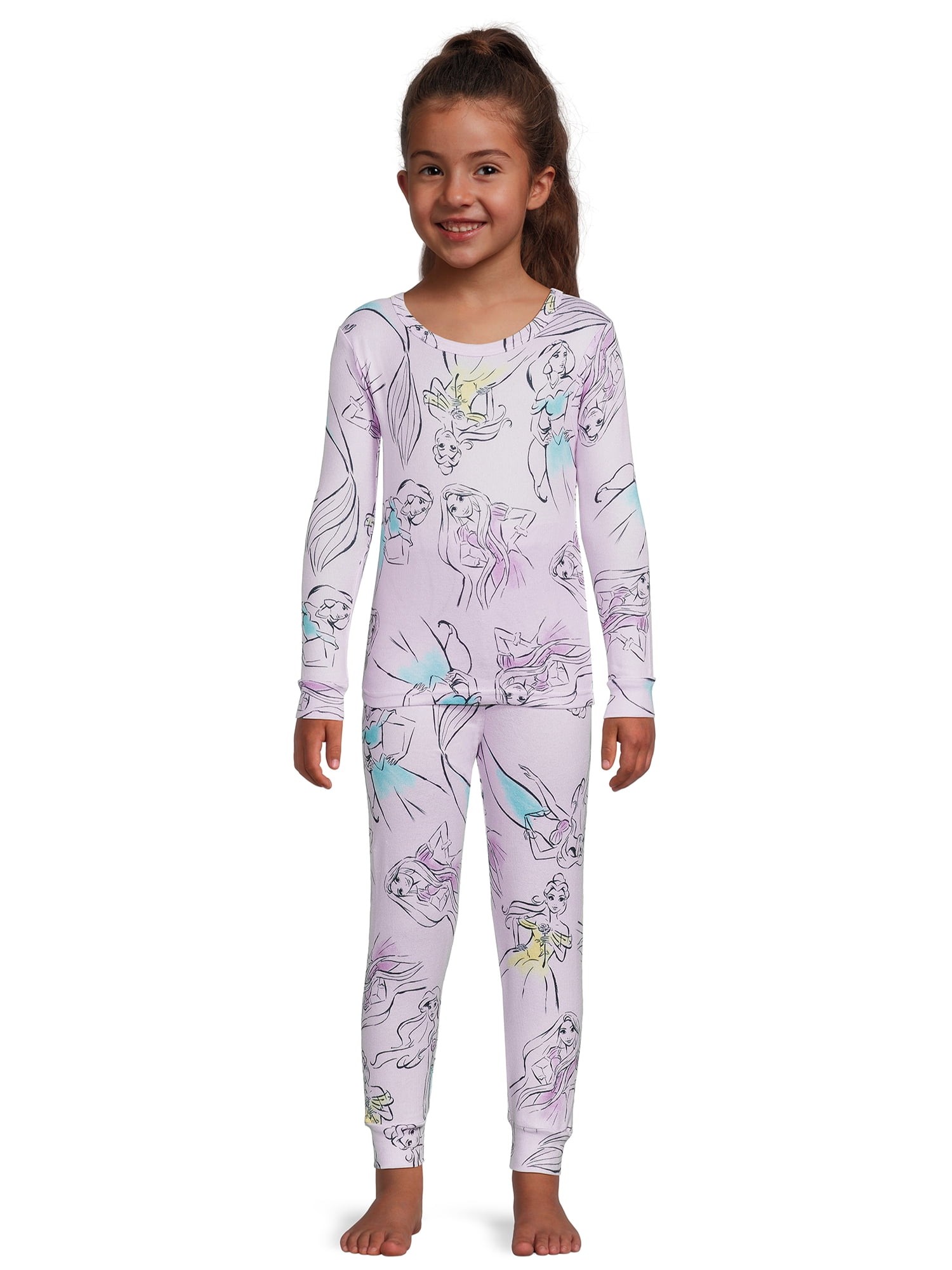 Disney Princess Toddler Girls One Piece Sleeper Pajamas, Sizes 12M-5T 