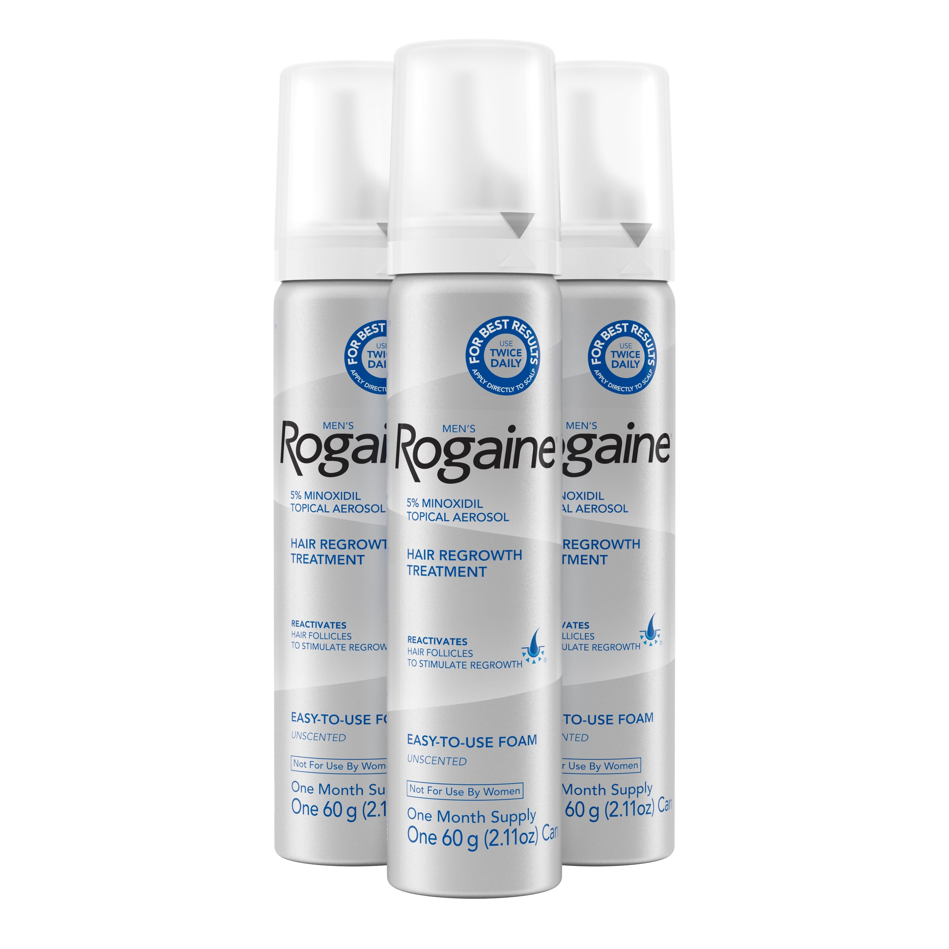 Men's Rogaine 5% Minoxidil Foam for Hair Regrowth, 3-month Supply Best ...