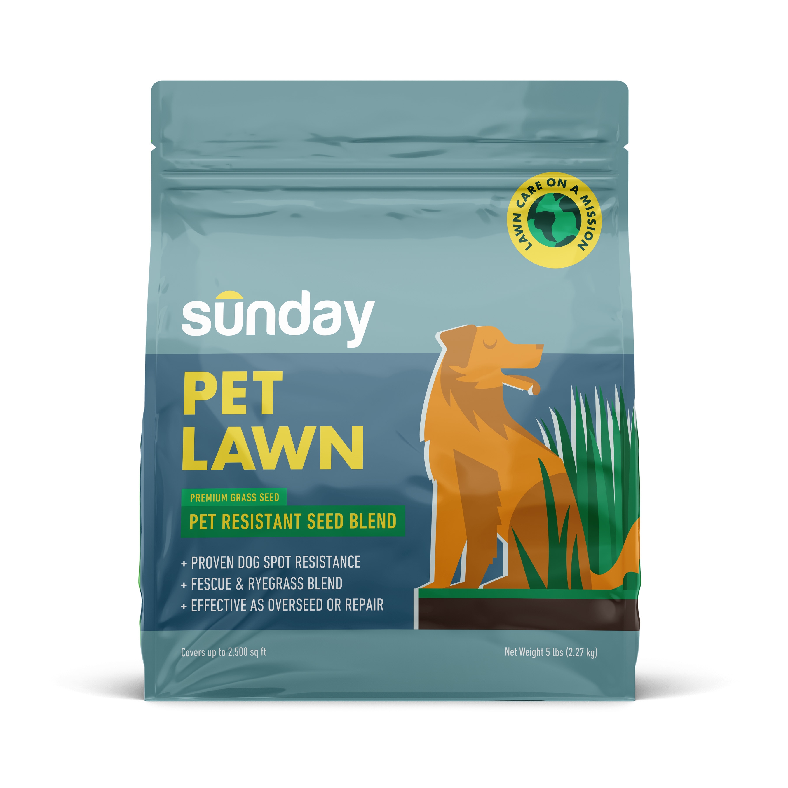 Sunday Pet Lawn Premium UrineResistant PetSafe Grass Seed, 5 lb Bag