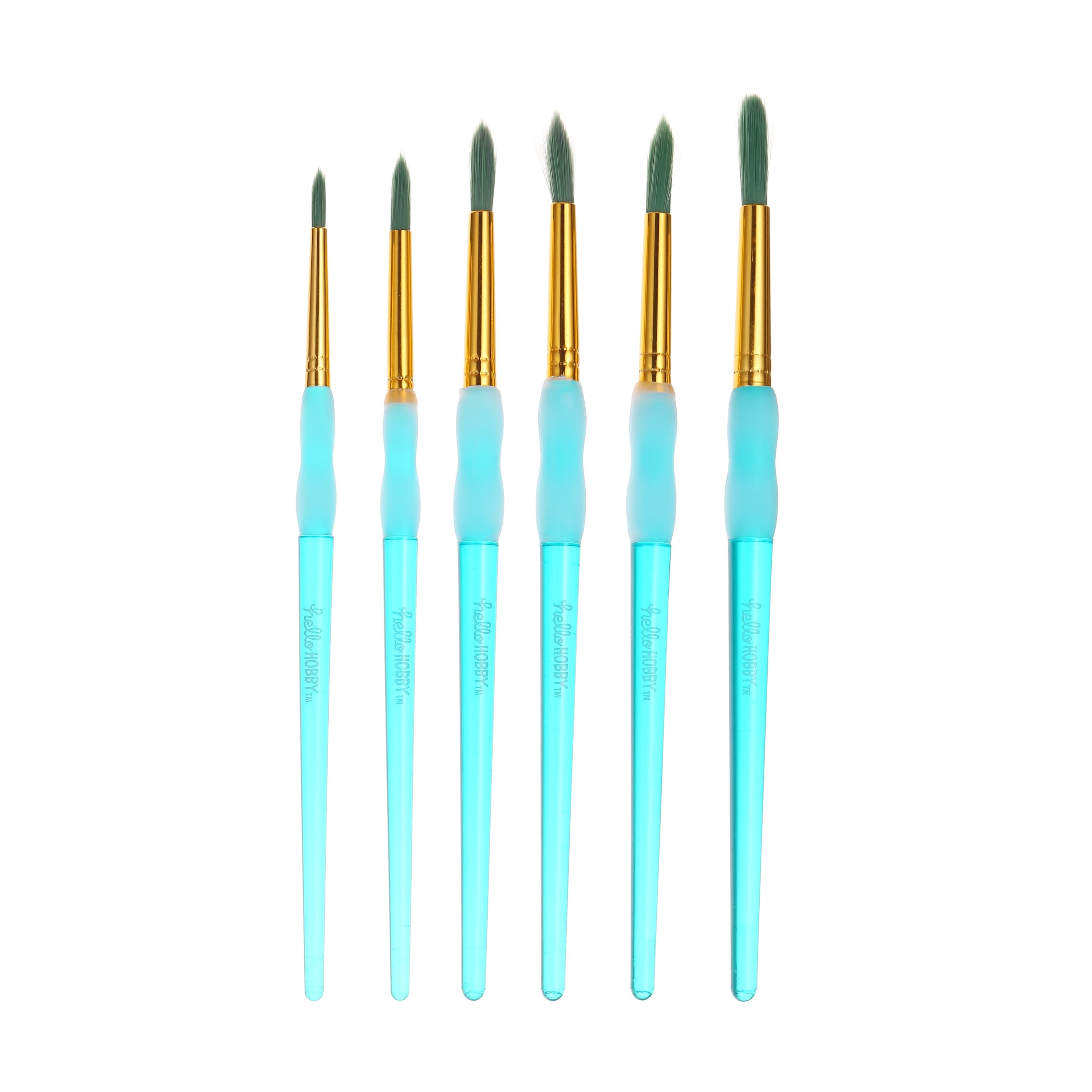 Hello Hobby 4 Pc Angle Synthetic Paint Brush Set with Soft Grip