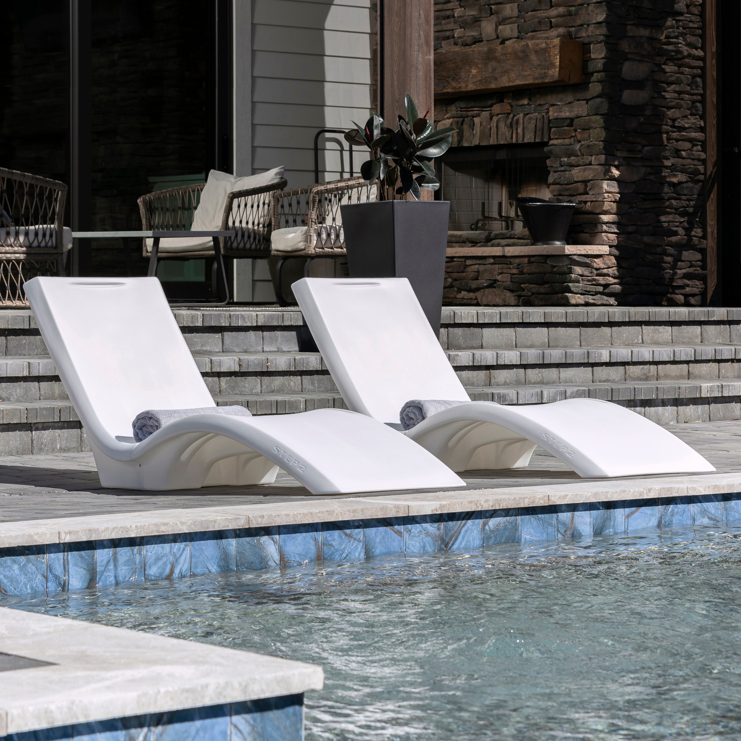 Step2 Vero Pool Lounger White Pool Lounge Chair Sleek, Durable