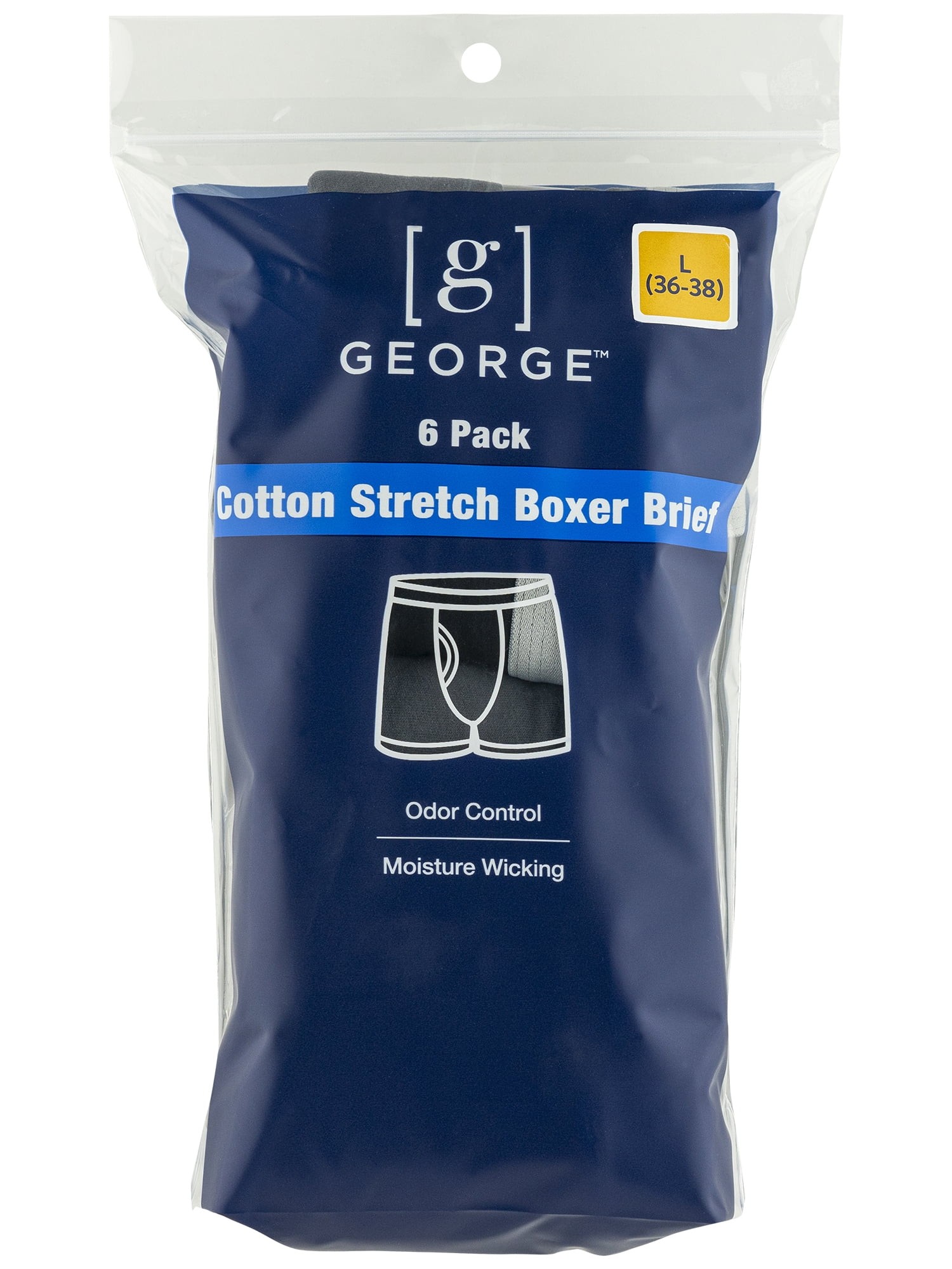 Mejores ofertas e historial de precios de George Men's Cotton Stretch Boxer  Briefs, 6-Pack en