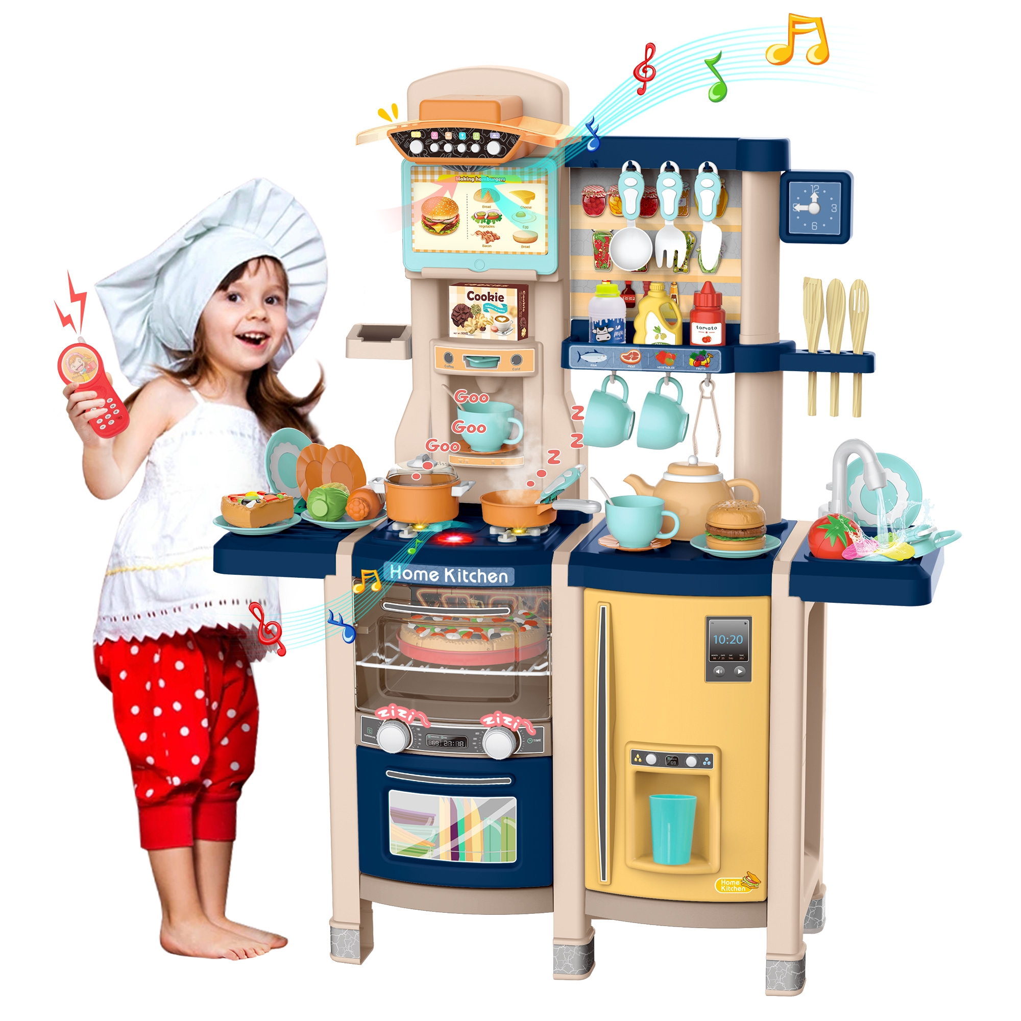 Wisairt Play Kitchen Set for Kids, 3FT Tall Kids Play Kitchen with