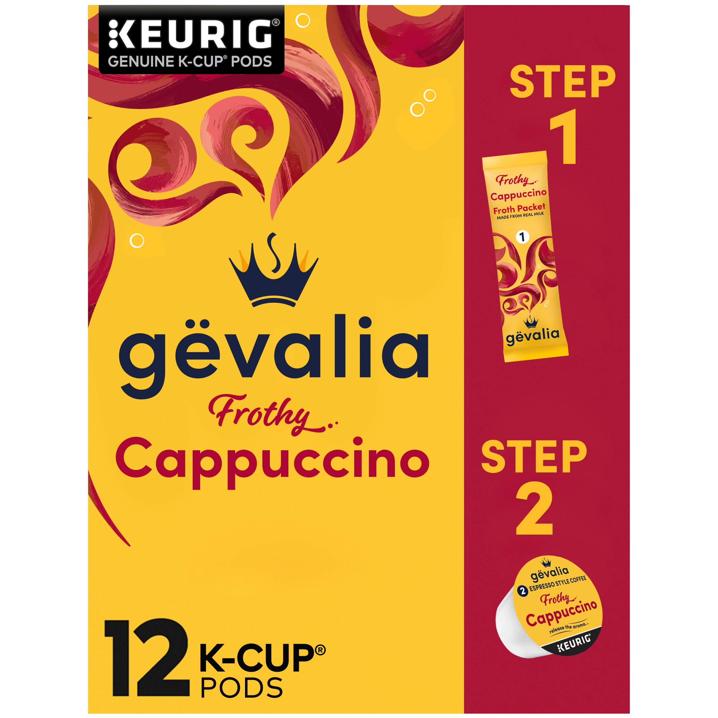Gevalia Cappuccino K Cup Espresso Coffee Pods &amp; Cappuccino Froth ...