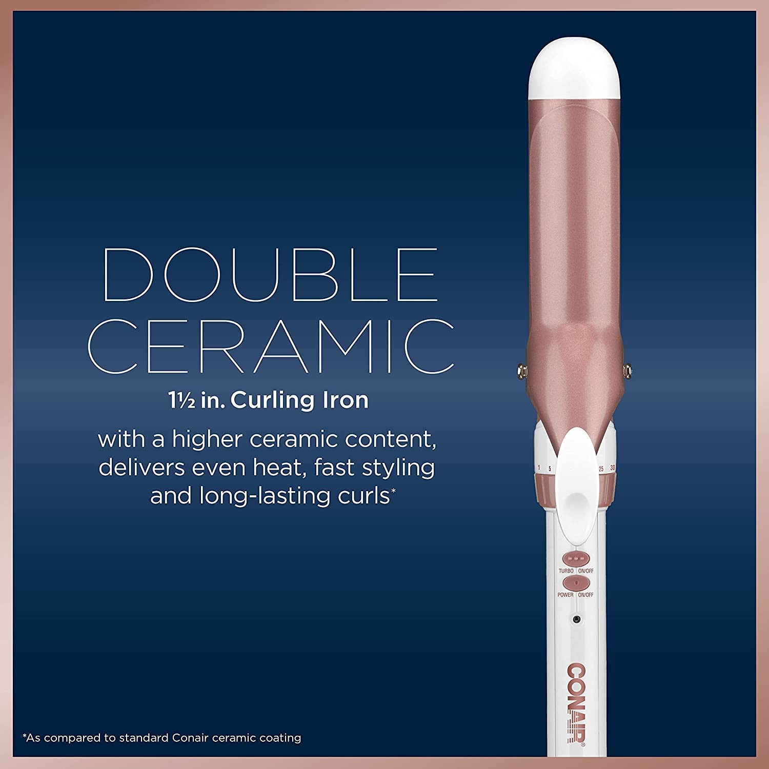 Conair Double Ceramic Curling Iron, 1.5-inch, Rose Gold, CD703GN