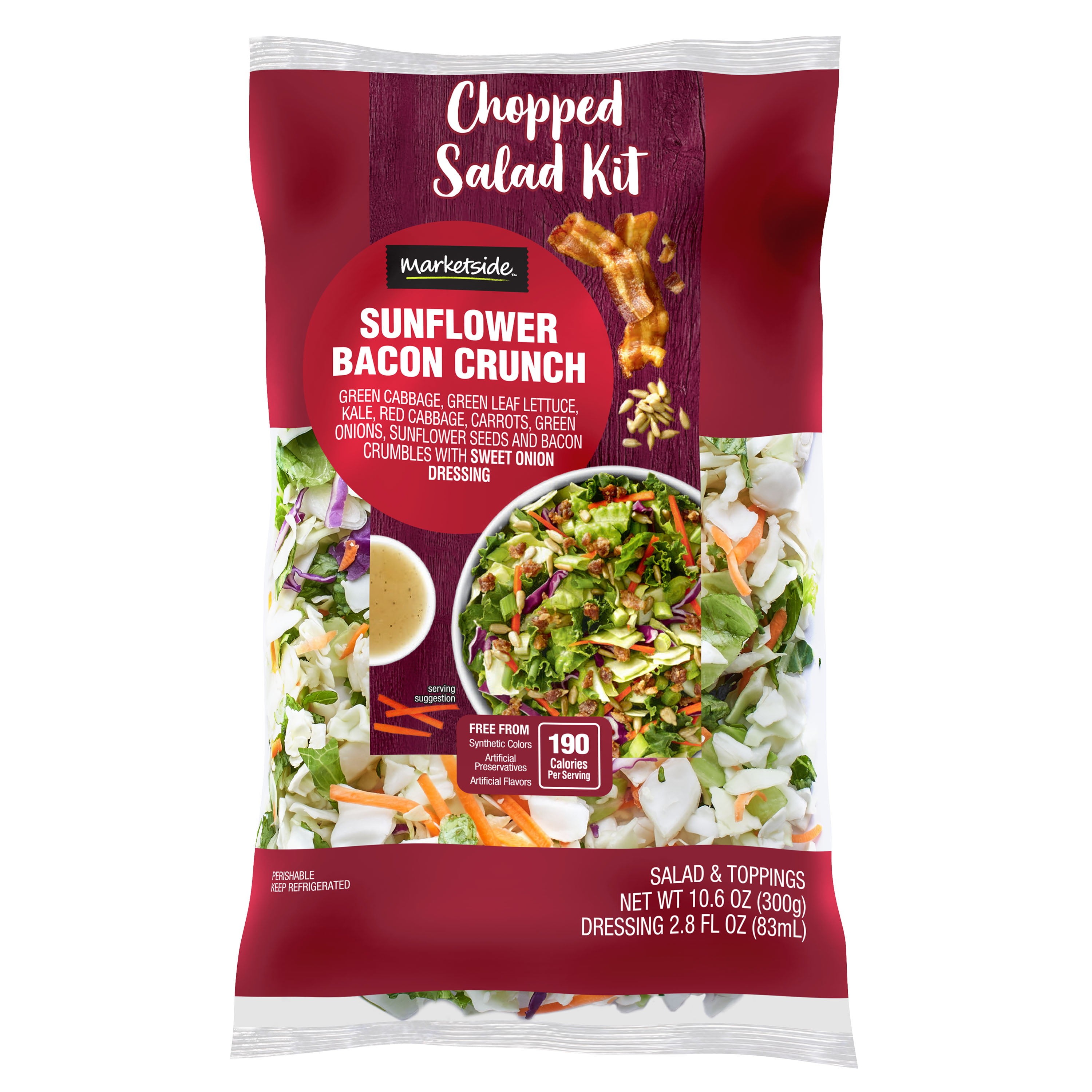 Marketside Caesar Bacon Chopped Salad Kit, 10.2 oz Bag, Fresh 