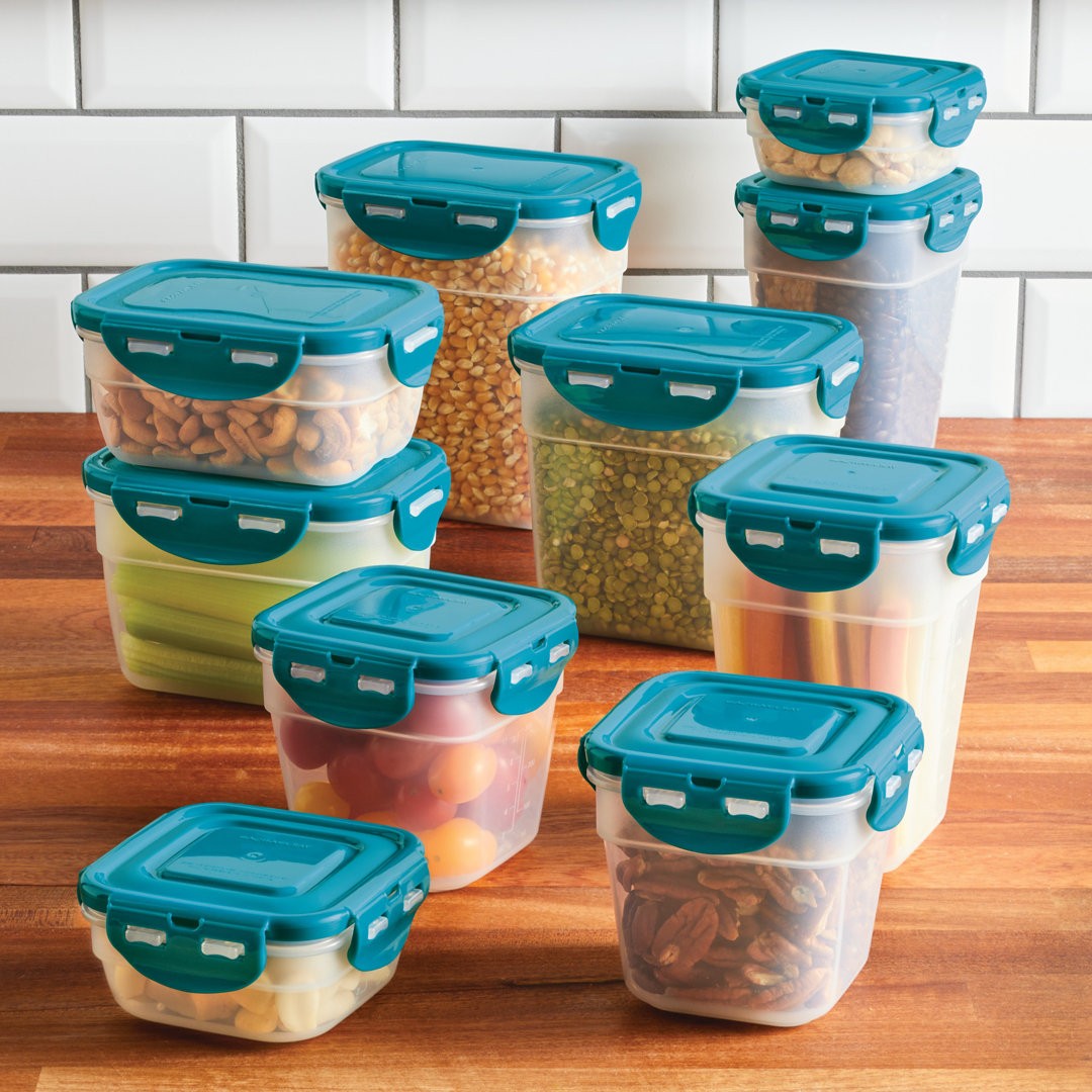 Stack Food Container Leak-Proof Stacking 10 Container Food Storage Set Rachael Ray Deals and ...