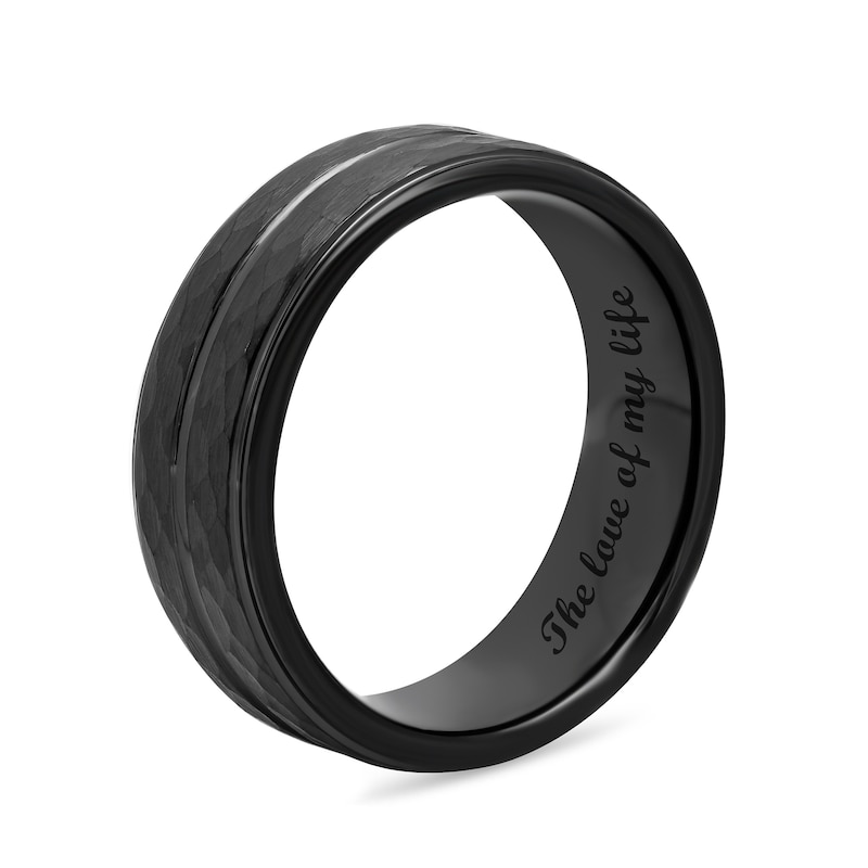 Men's 8.0mm Double Groove Comfort-Fit Wedding Band in Black