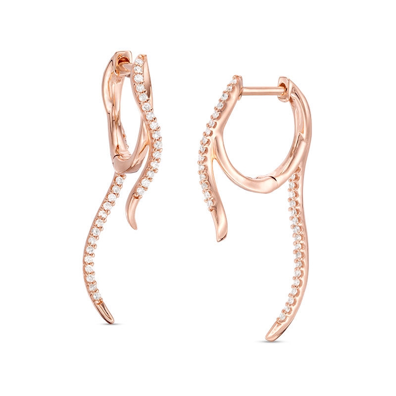 1/4 CT. T.W. Diamond Twist Front/Back Earrings in 10K Rose Gold