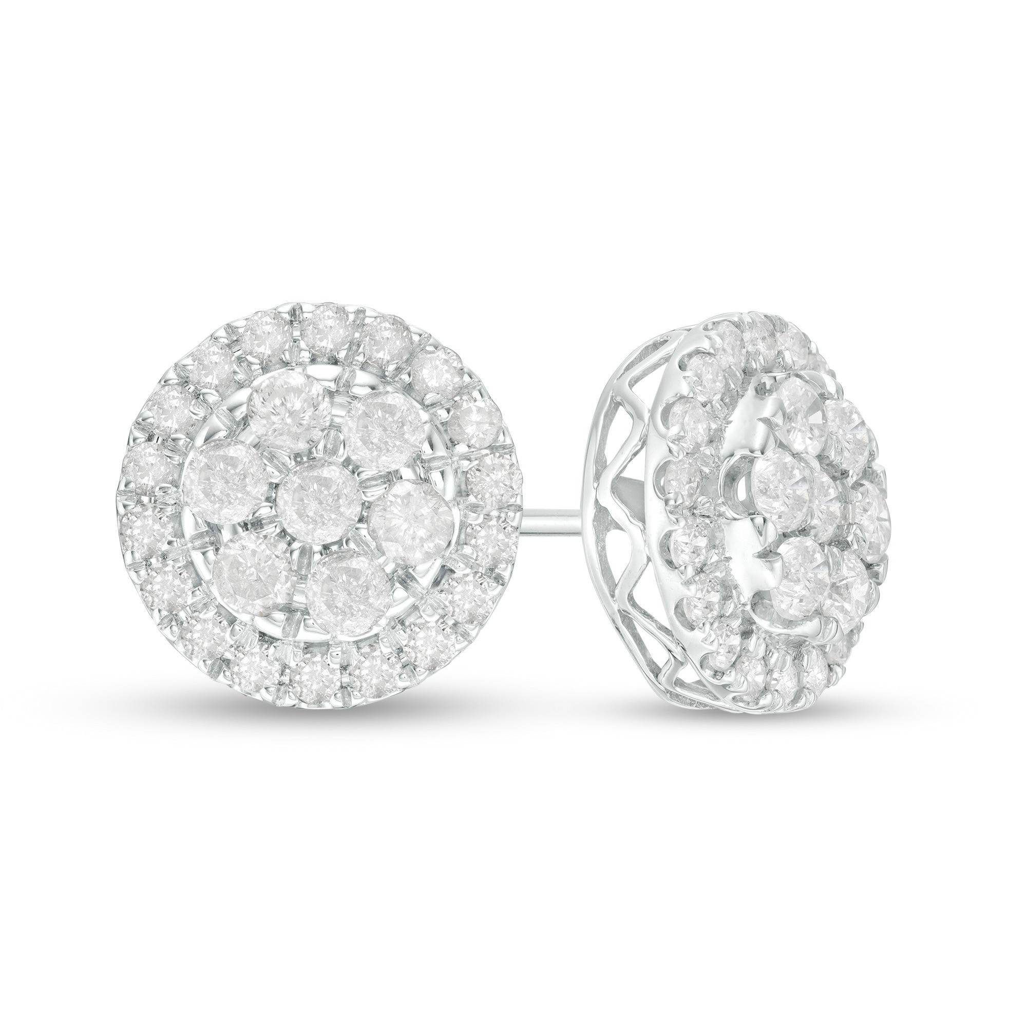 1/3 CT. T.W. Multi-Diamond Flower Stud Earrings in 10K White Gold