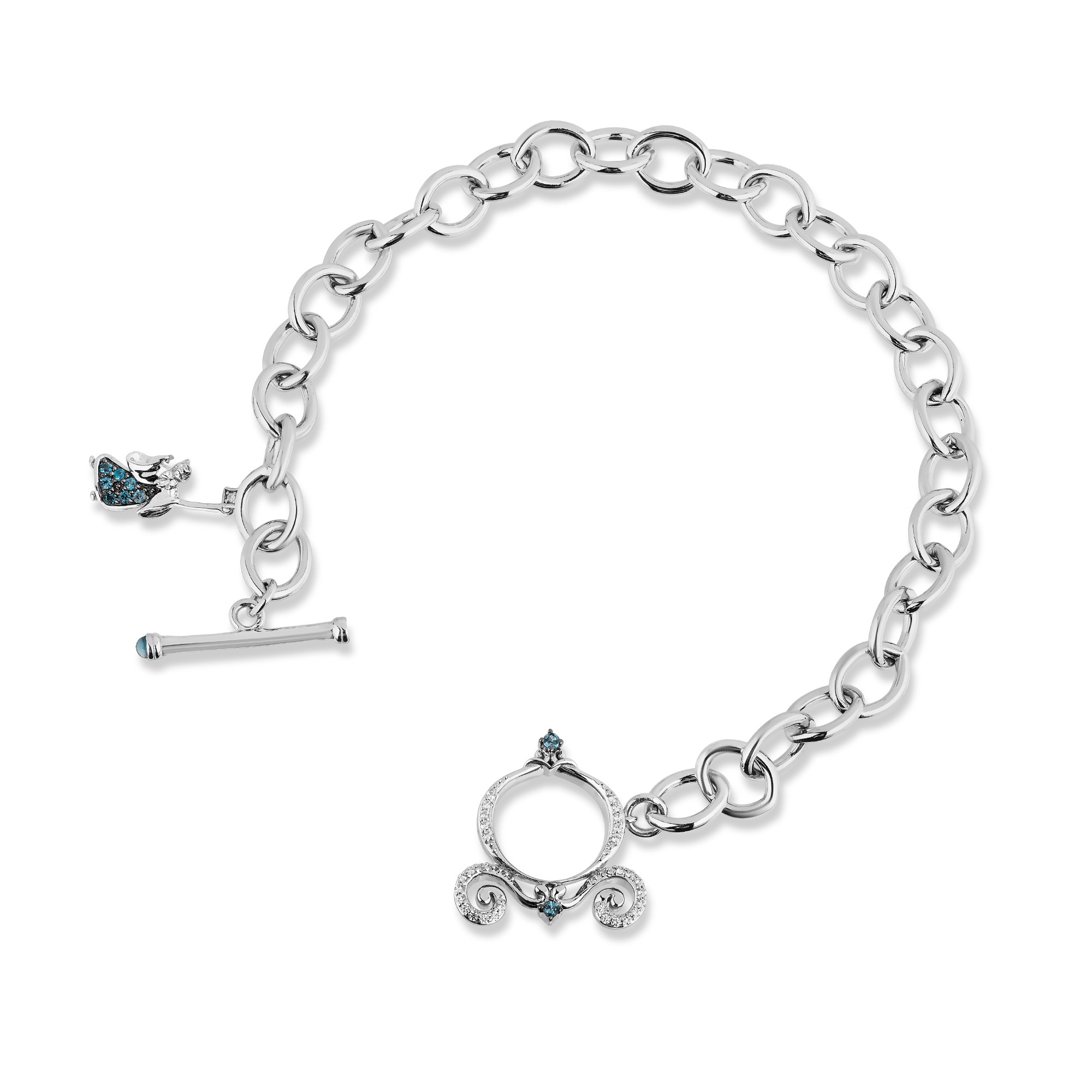 1/5 CT. T.W. Diamond Heart Assorted Charm Bracelet in Sterling Silver