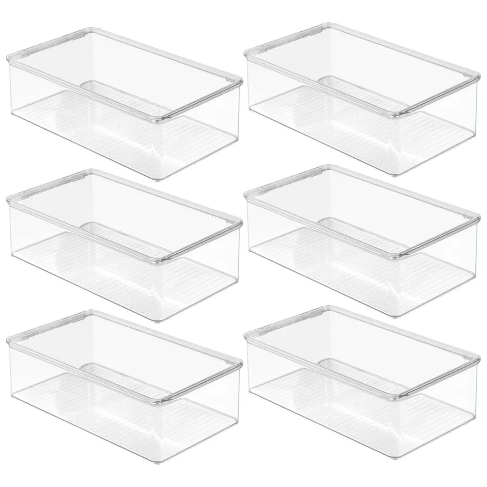 mDesign Plastic Kitchen Food Storage Container Bin Box with Lid - 6 ...